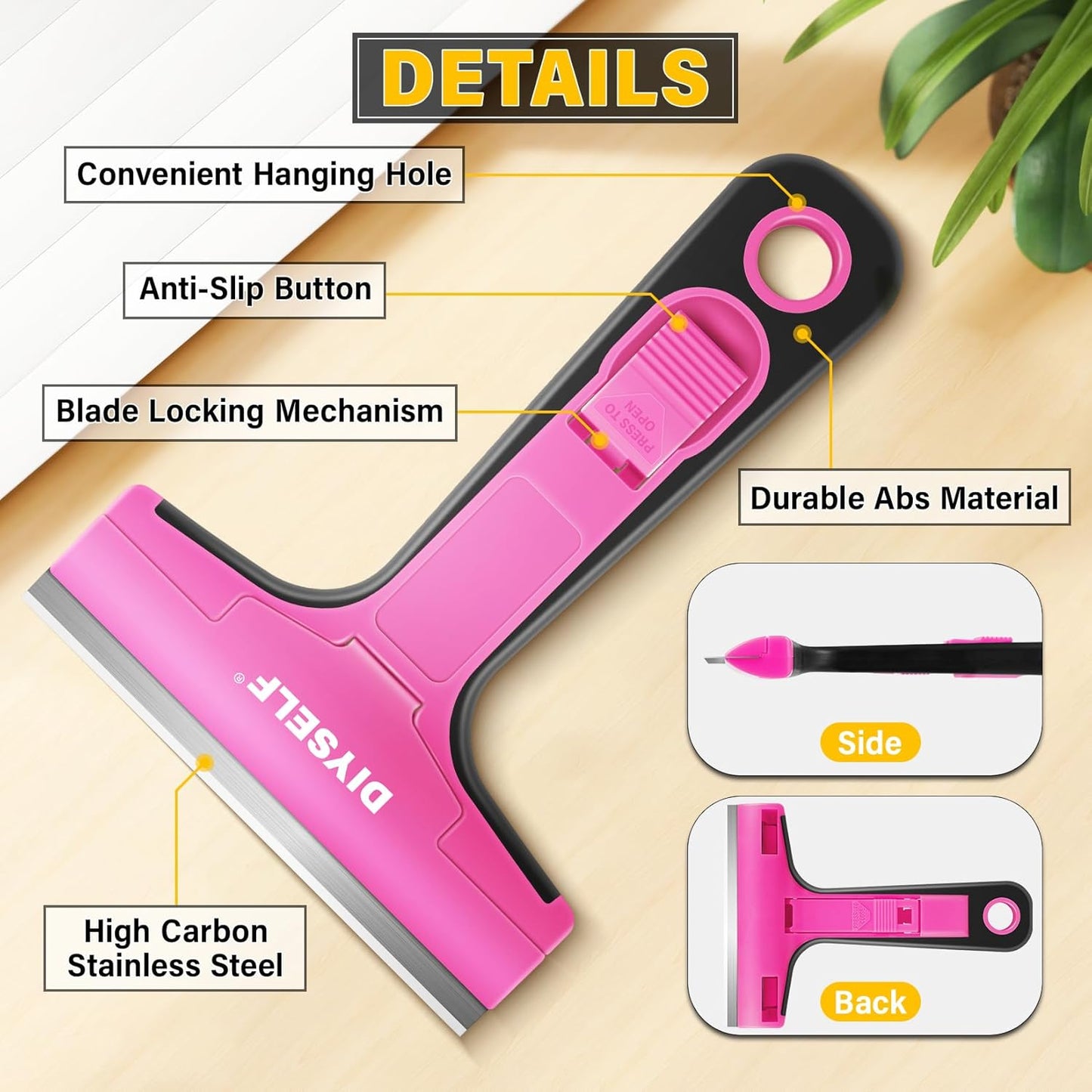 DIYSELF 1 Pack Razor Blade Scraper, Window Scraper with Razor Blade, Razor Scraper Tool for Glass, Scraper Tool Kitchen for Cleaning Stovetop, Cooktop, Oven, Paint Scraper with 10 PCS 4'' Blades