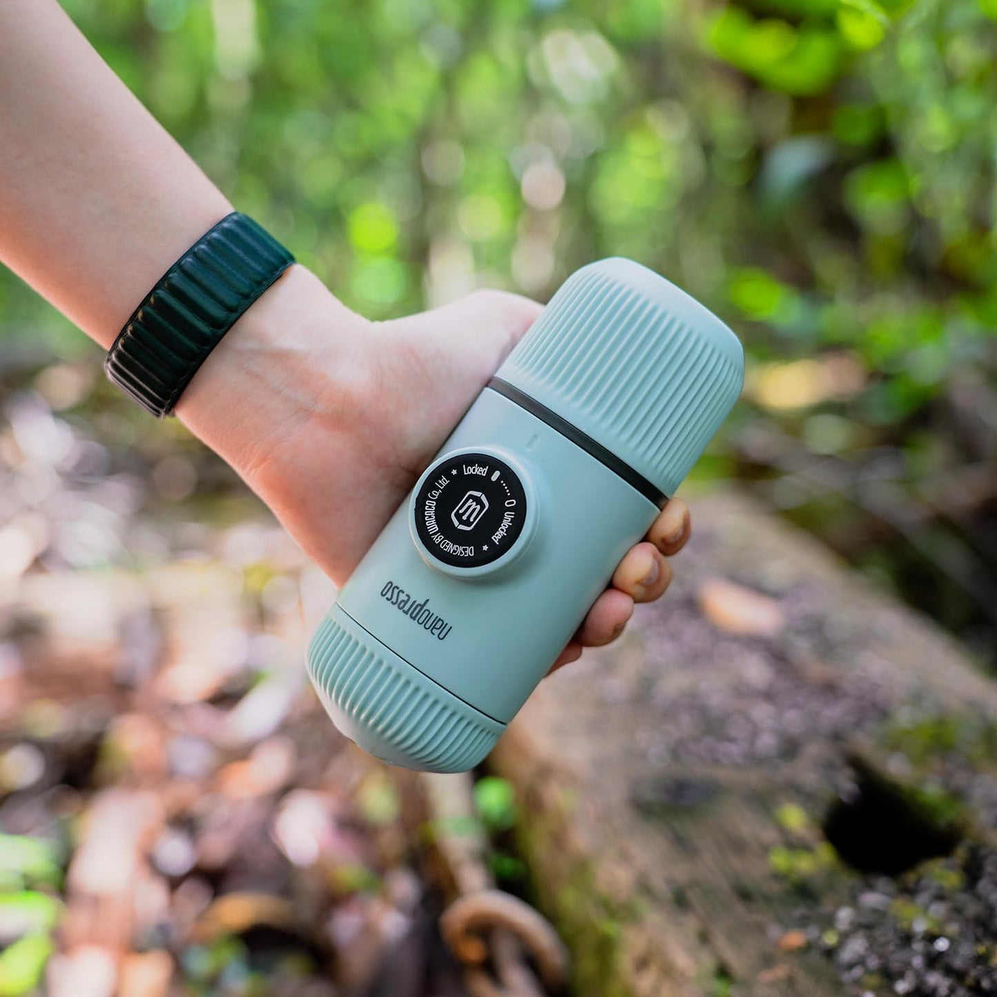 WACACO Nanopresso Portable Espresso Maker with Case, Mini Travel Coffee Machine, Perfect for Camping, Travel and Office( Elements Arctic Blue)