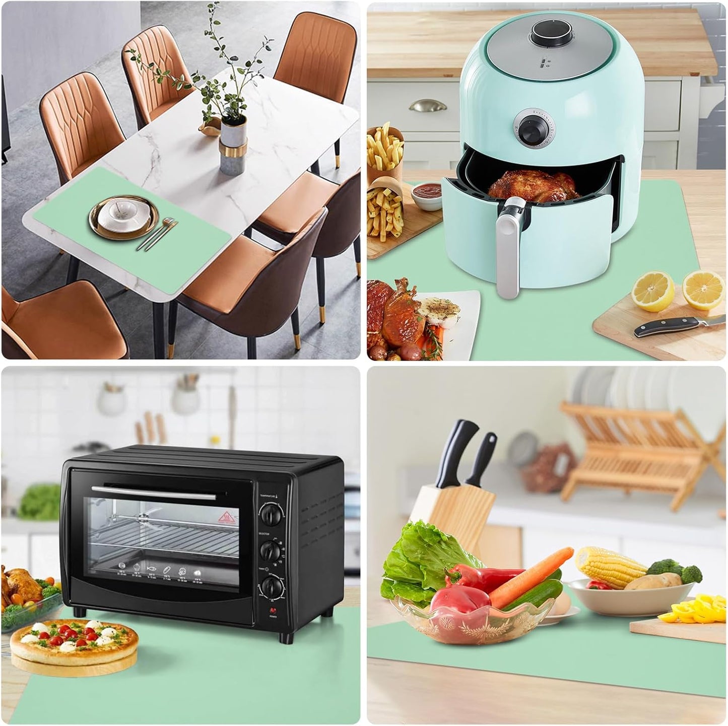 Silicone Mats for Kitchen Counter, Nonslip Silicone Mats for Crafts Countertop Protector Heat Resistant Mat (78.7” x 24” x 0.08”, Light Green)