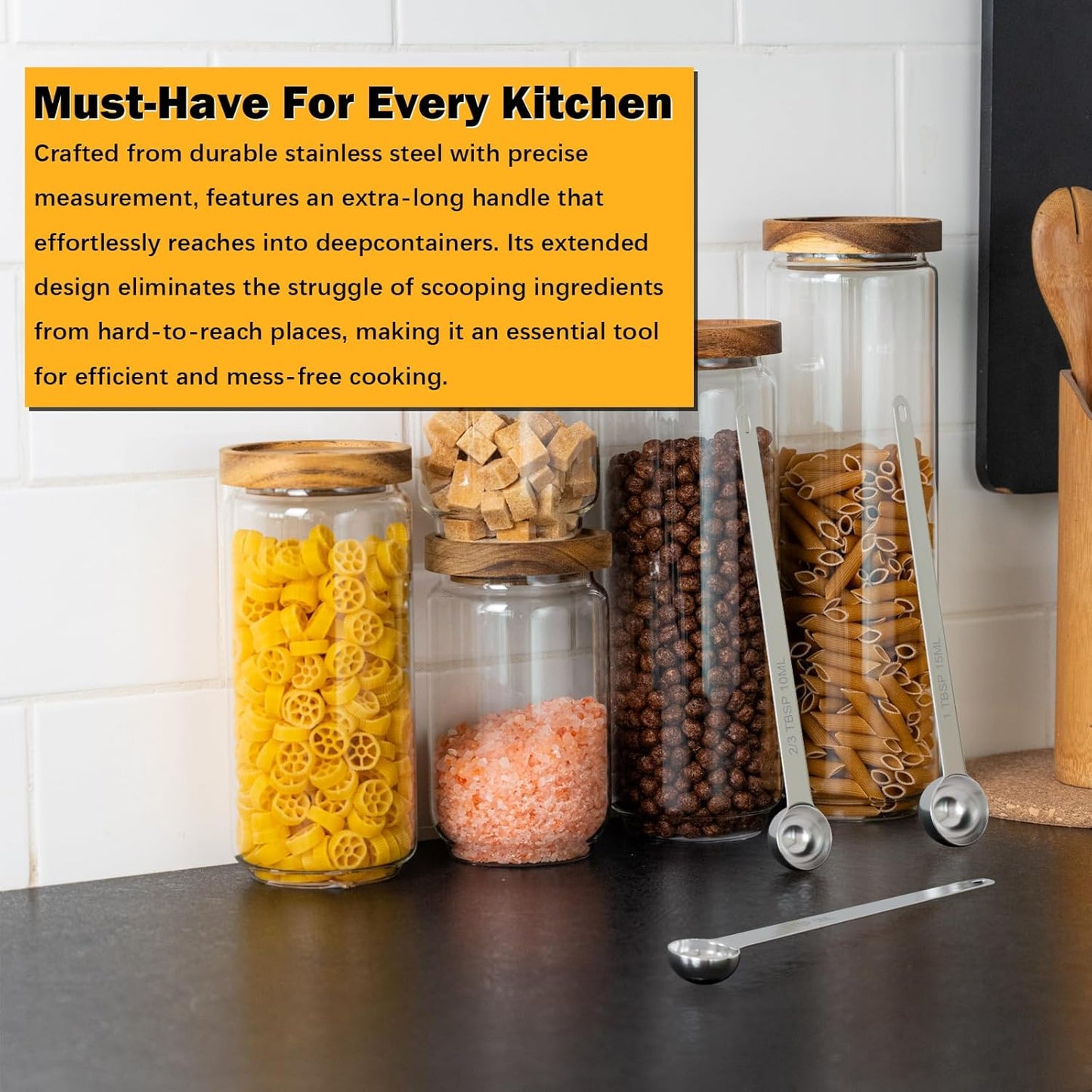 1PCS 1Tsp(1/3tbsp, 5ml) Extra Long Handle Measuring Spoon, Single Stainless Steel Individual Measure Scoop Only