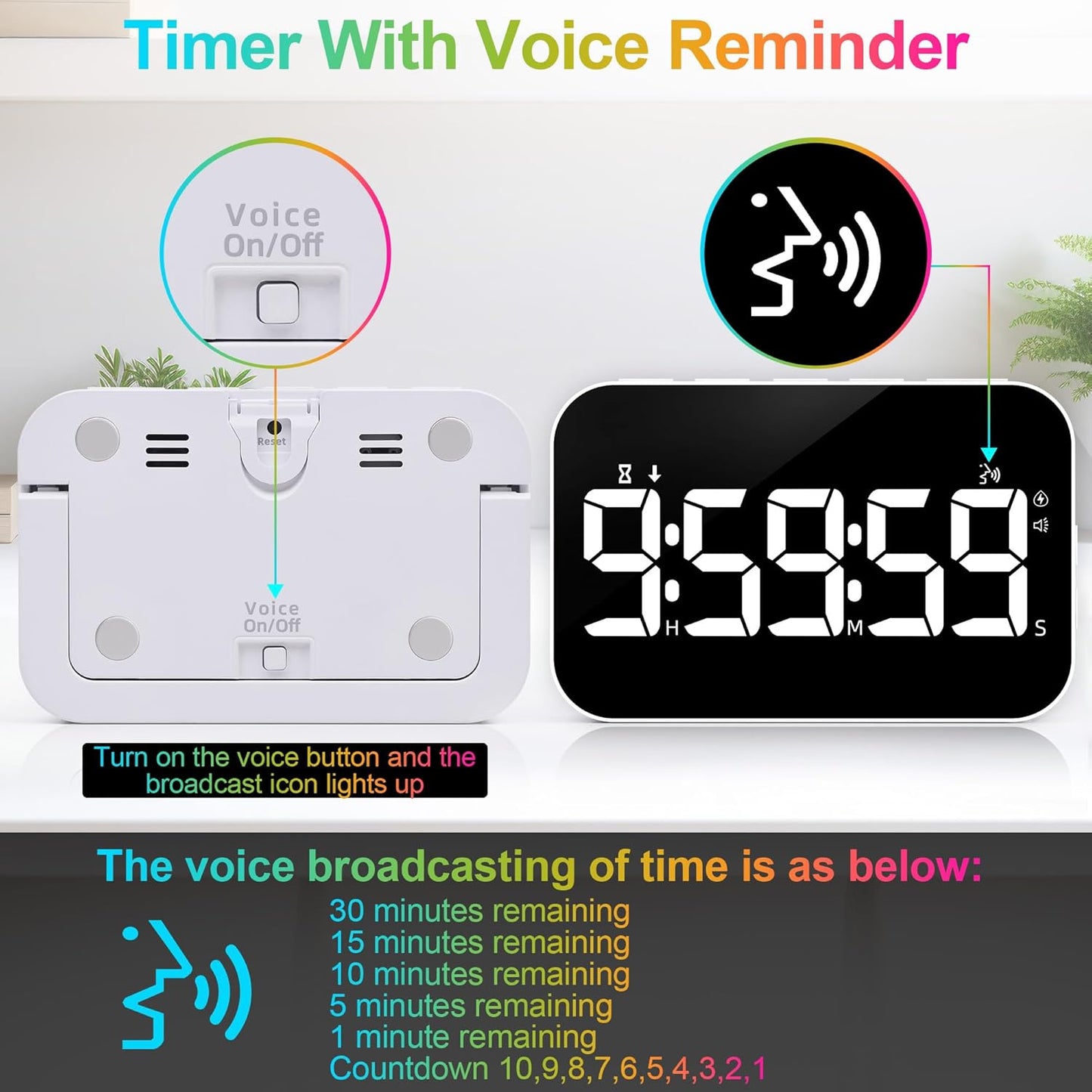 Kitchen Digital Timer, Rechargeable Magnetic Count Down Up Timer, Vibration Mode Adjustable Volume and Brightness LED Display with Sound Alert Function for Kids Adults Study Teaching, Kitchen Gadgets