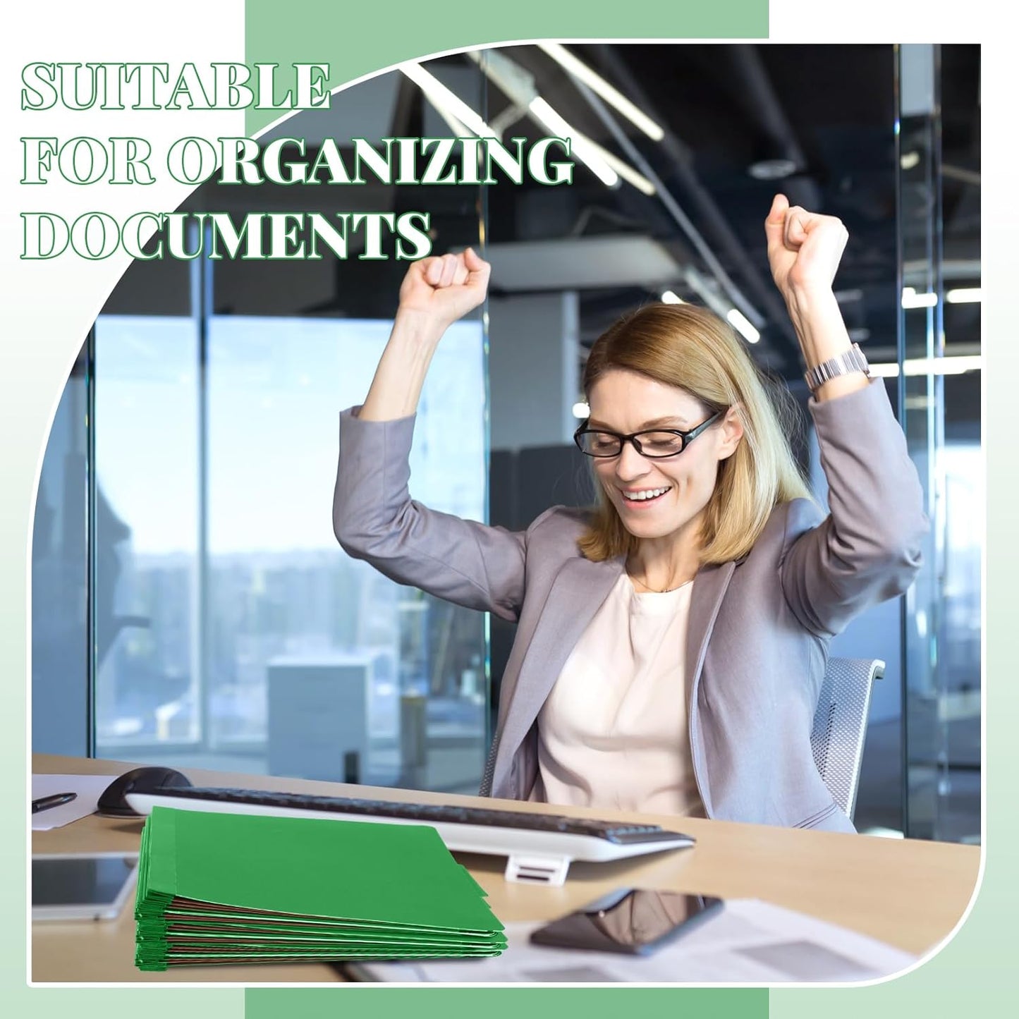 72 Pcs Classification Folders Letter Size, Back to School Supply for Teacher, Student, 3 Dividers Pressboard File Folder Bulk with 2 Fasteners, 3.5 Inch Expanding File Organizer (Green)