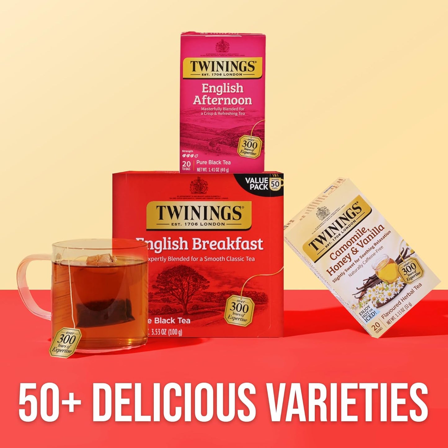 Twinings English Afternoon Black Tea Individually Wrapped Bags, 20 Count (Pack of 6), Smooth & Slightly Sweet, Caffeinated, Enjoy Hot or Iced, 120 Teabags