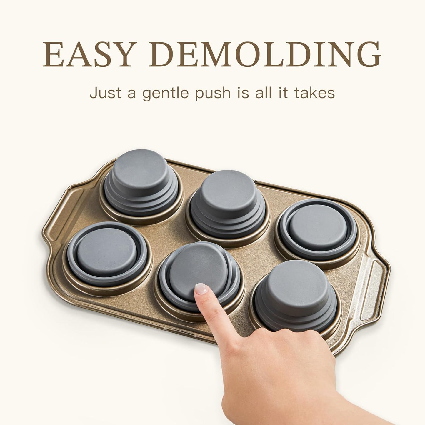 2-Pack Silicone Foldable Muffin Pans With Metal Reinforced Frame Silicone Cupcake Molds Nonstick 6 Cups For Baking,Homemade Muffins,Cupcakes,Egg Bites,Brownies,Puddings