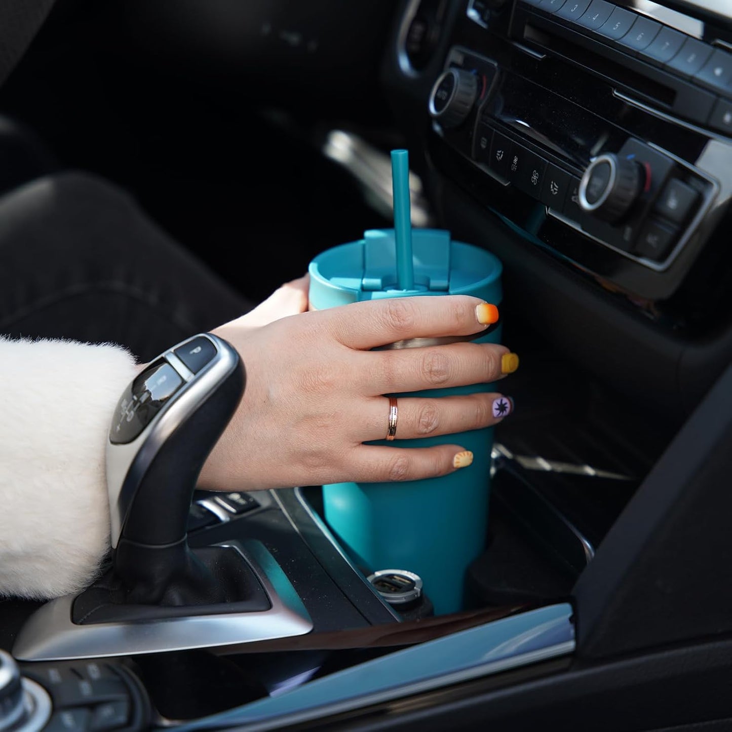 BJPKPK 34oz Tumbler With lid And Straw Stainless Steel Travel Coffee Mug Insulated Tumblers Cups,Laguna