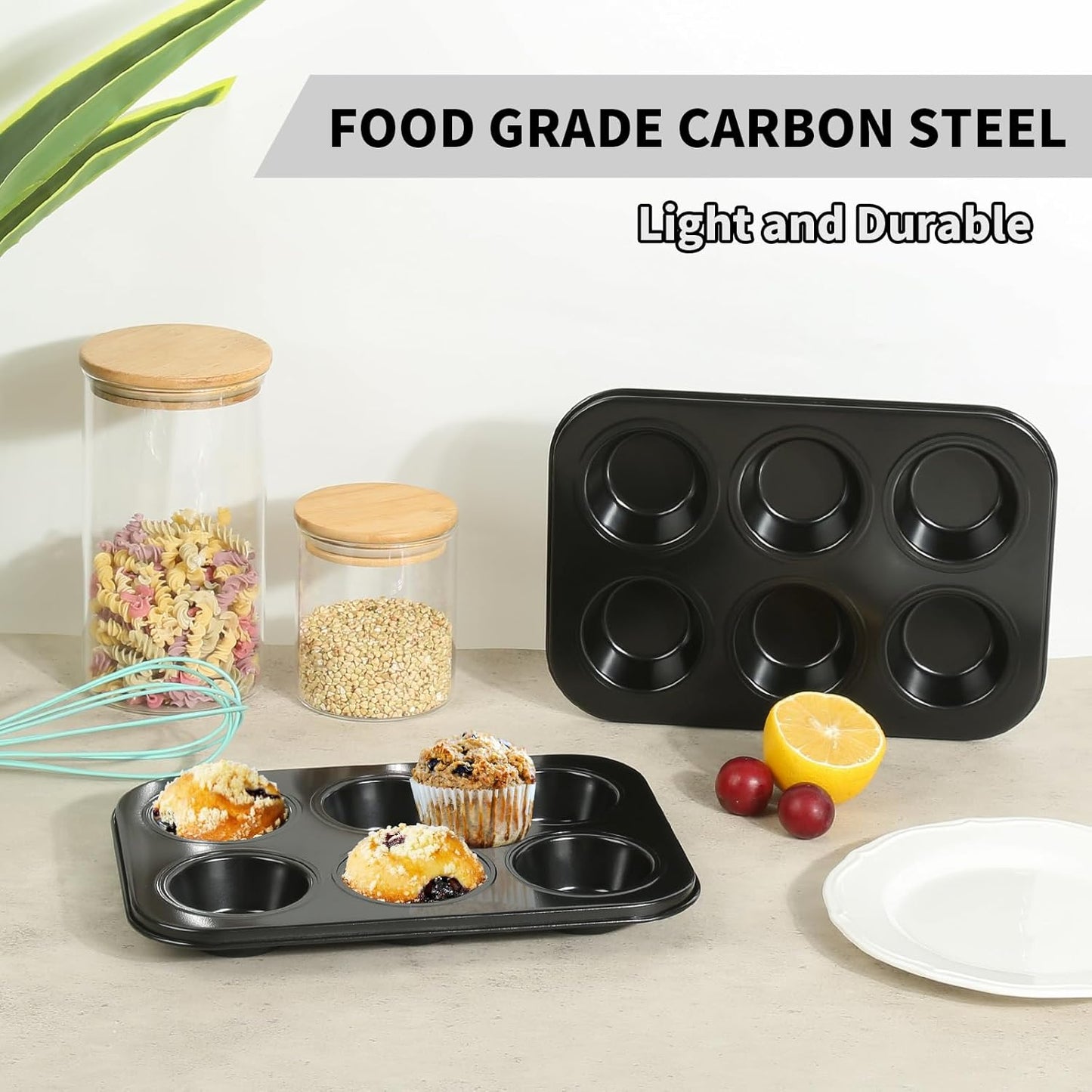 Muffin Baking Pan 2-Pack, Nonstick Premium Carbon Steel Muffin Pan for Baking, Cupcake Tin Cheesecake Pans