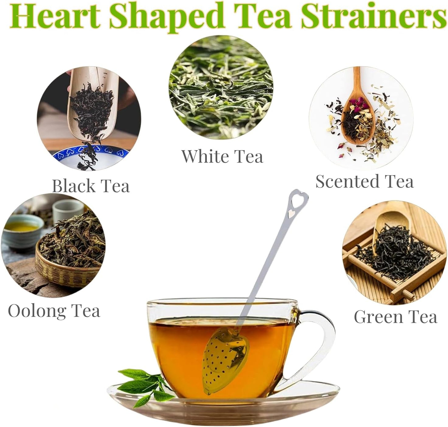 RoseAuroma Set of 20 Pieces Tea Infuser Stainless Steel Long Grip Spoon Loose Tea Leaf Filter Heart Shaped Mesh Tea Strainer,Great Souvenirs Gift for Tea Lovers or Party etc.