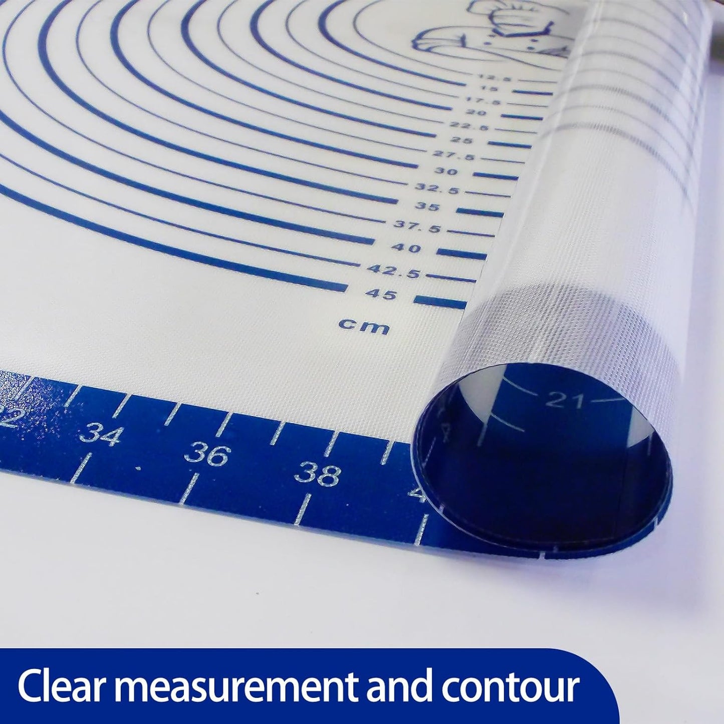 32x24" Silicone Pastry Mat for Rolling Dough Non Slip Non Stick Silicone Mats for Kitchen Counter Blue