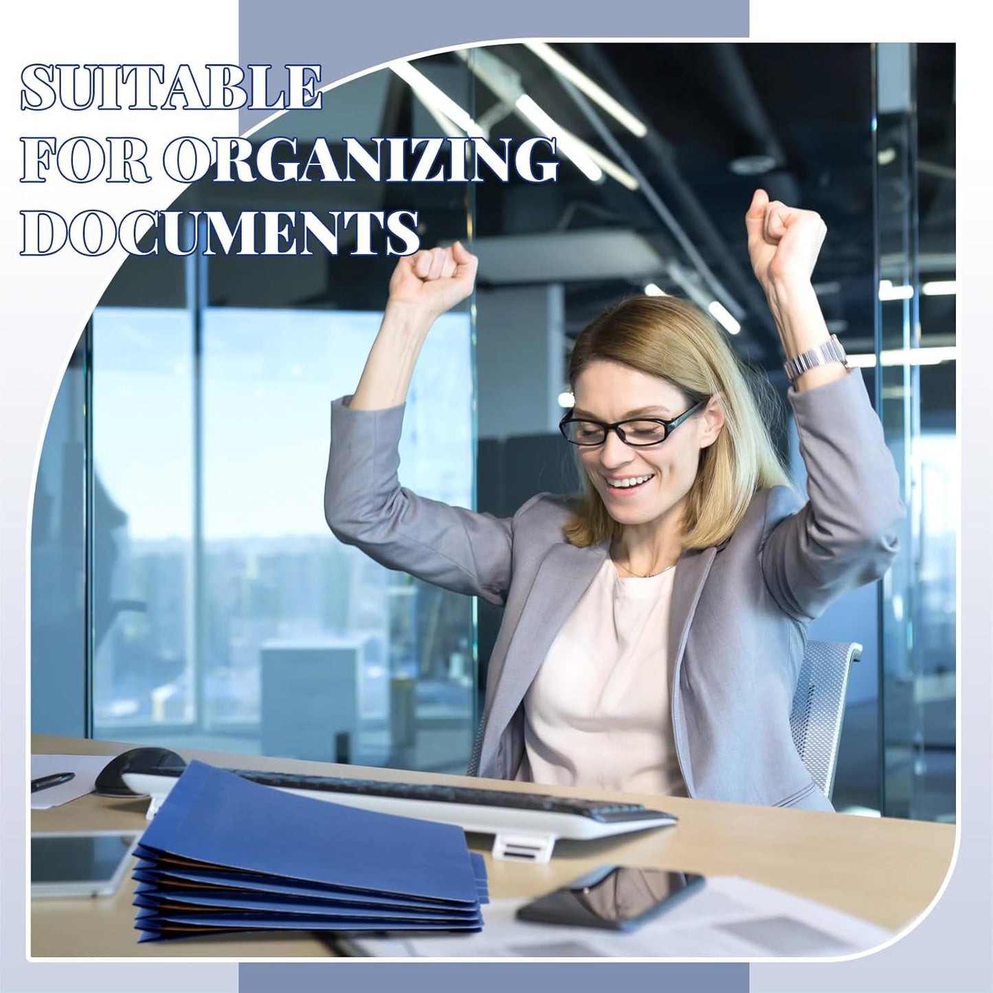 24 Pcs Classification Folders Letter Size, Back to School Supply for Teacher, Student, 1 Divider Pressboard File Folder Bulk with 2 Fasteners, 3.5 Inch Expanding File Organizer (Dark Blue)