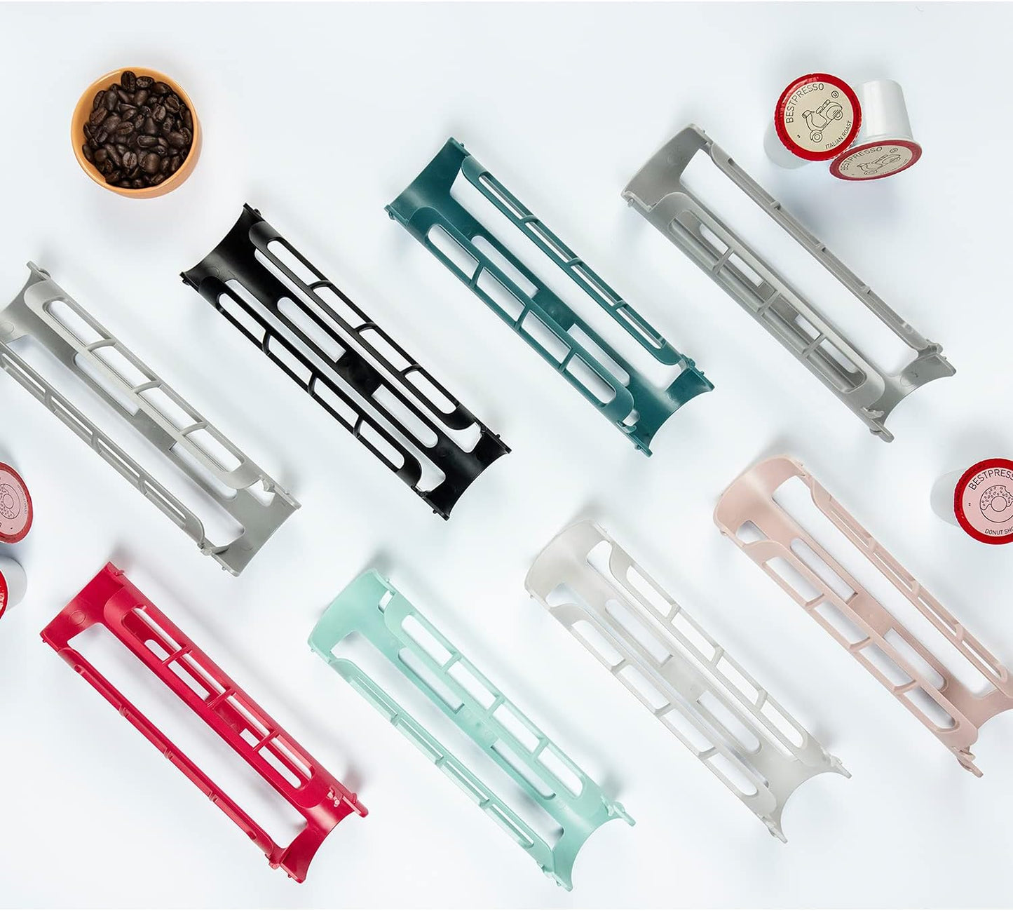 STORAGENIE K Cup Holder for Keurig K-cup,Coffee pod Storage, Side Mount | Wall Mount, Perfect for Small Counters (3 Rows/For 15 K Cups, OASIS BLUE)