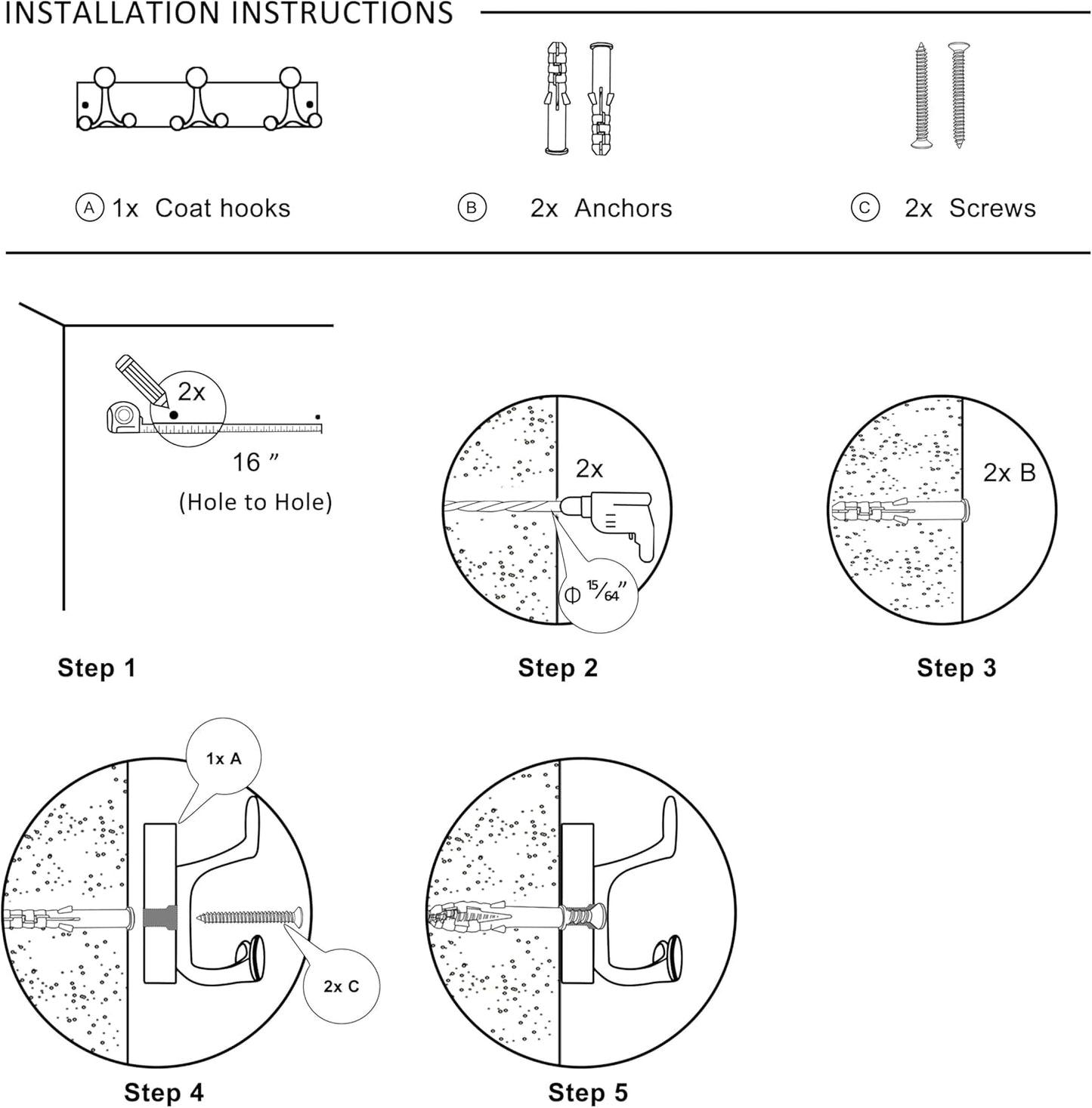 SKOLOO 17-Inch White Wood Coat Rack Wall Mount with 3 Triple Hooks - Ideal for Family Entrances, Classrooms, and Pet Supplies Storage - Perfect Coat Hooks for Wall