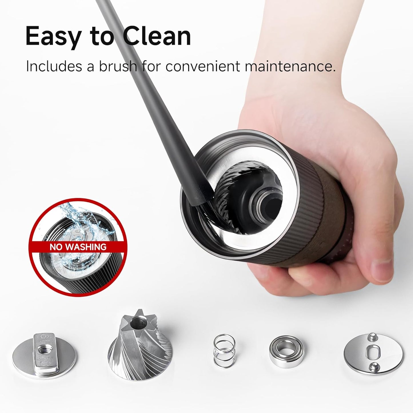 HiBREW G4B Manual Coffee Grinder with External Adjustable Dial - Aluminum Conical Burr Mill, Numerical Settings & Travel Case, Coarse to Fine Grind for Espresso Pour Over Moka Pots. 22g Capacity