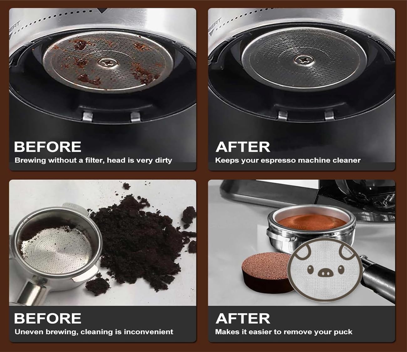 54mm Espresso Accessories Kit, Dosing Funnel and Puck Screen Set, Magnetic Coffee Funnel, 53.5mm Reusable Espresso Puck Screen, Espresso Tools(Doggie)