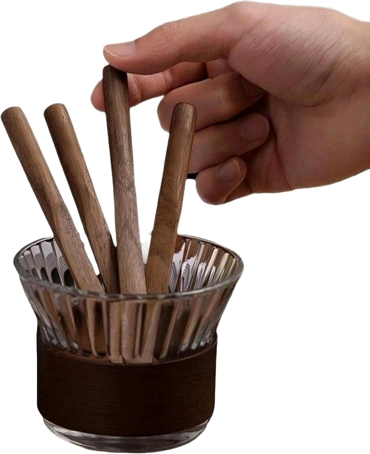 Solid Black Walnut Wood 3Pcs 6" Coffee Stirrers【Rounded Handle】 | Reusable & Multifunctional for Hot/Cold Beverages (Coffee, Milk, Oatmeal), Cooking(jam, peanut butter Spreader)