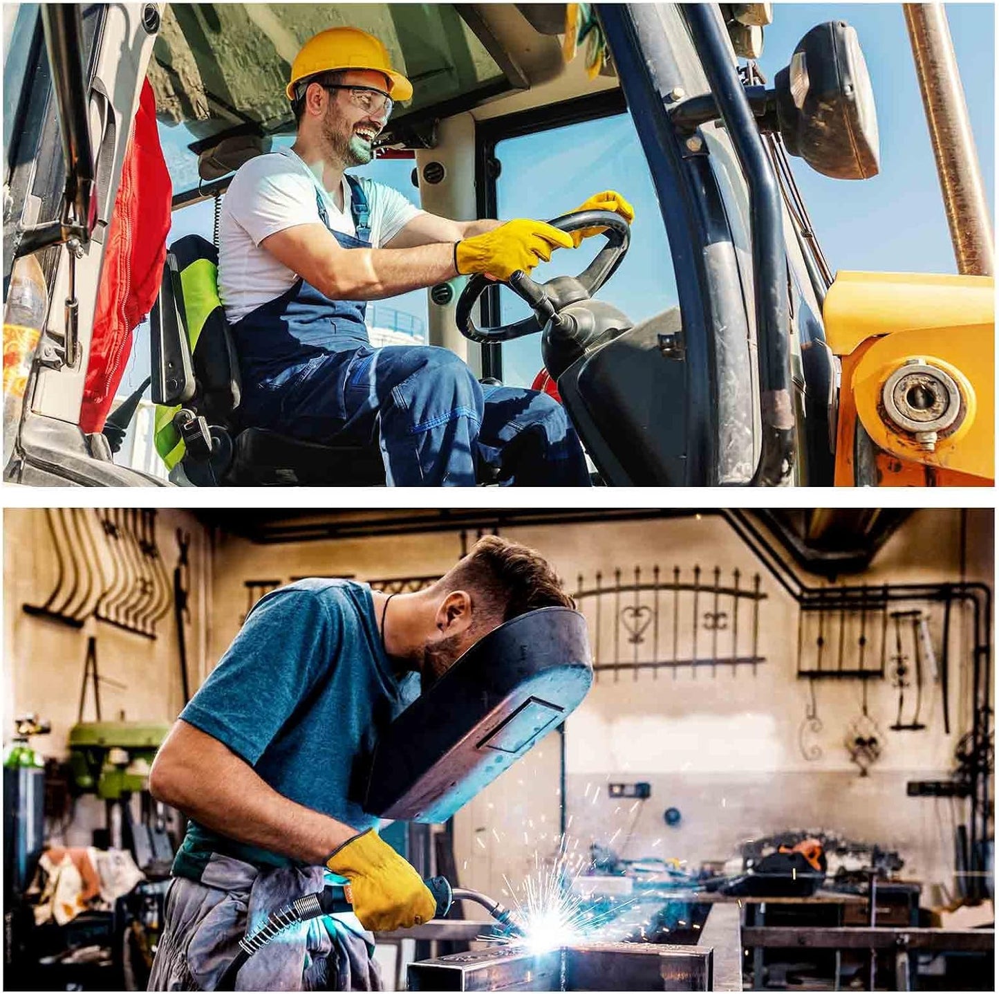 Vgo... 1-Pairs Unlined Cowhide Split Leather Work and Driver Gloves, for Heavy Duty, Truck Driving, Warehouse, Gardening, Farm (Size M, Gold, CB9501)