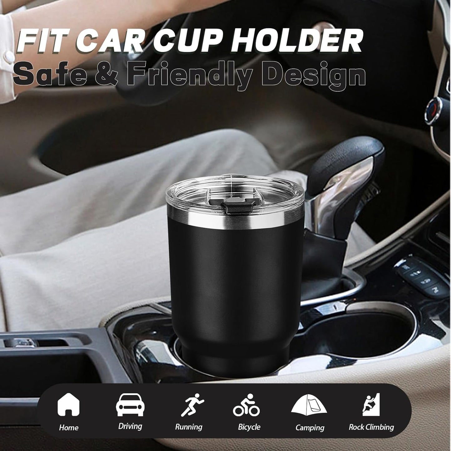 30 oz Tumbler with Lids and Straws, Stainless Steel Insulated Coffee Tumbler, Double Wall Vacuum Insulated Travel Mug Cup, Leakproof Thermal Coffee Cup for Hot and Cold Drinks (Black)