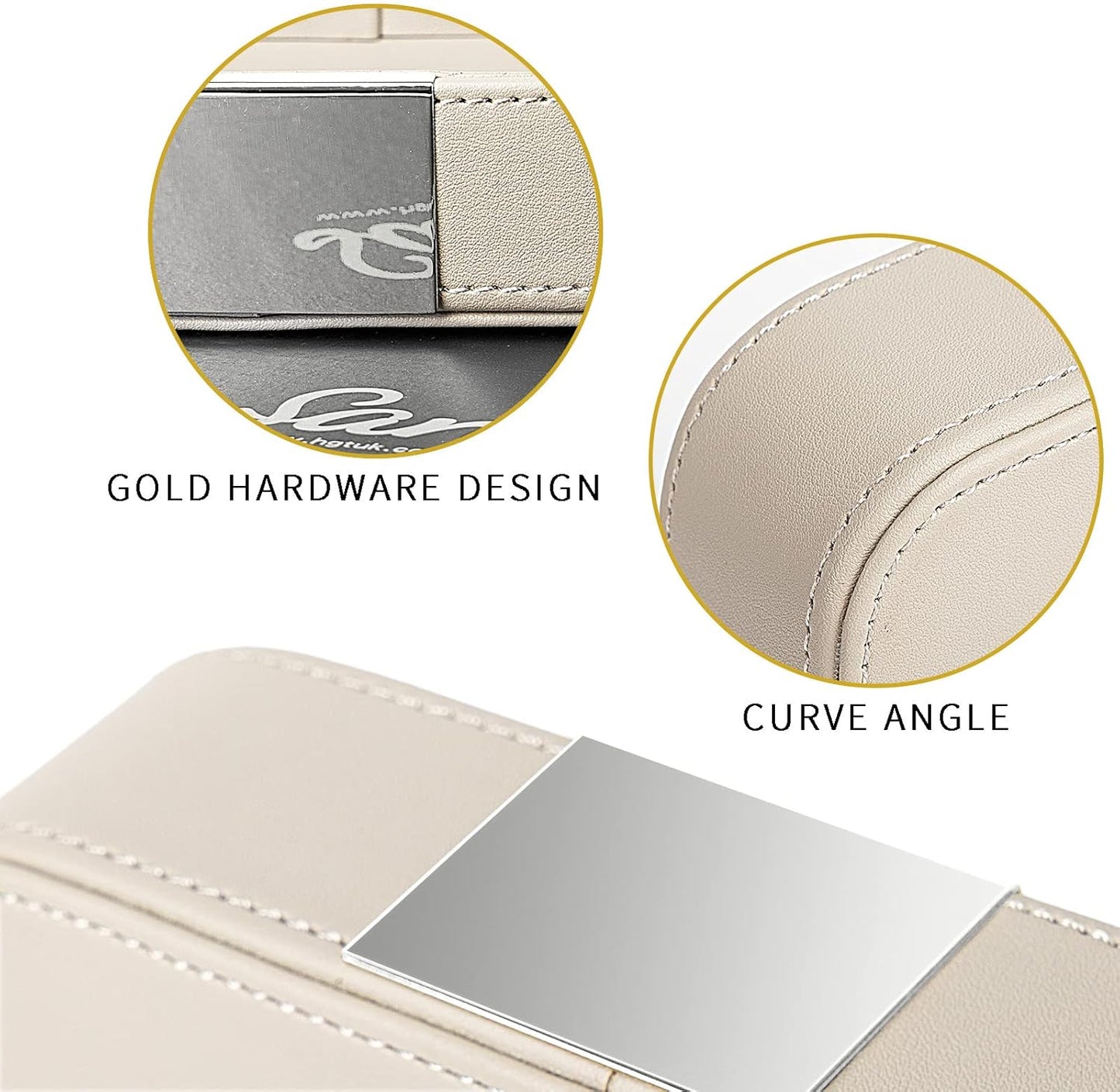 SANZIE Luxury Leather Tray Desktop Storage Catchall Organizer Decorative Tray for Entryway Table to Hold Jewelry Watch Keys Phone Wallet (Metal Silvered, Grey)