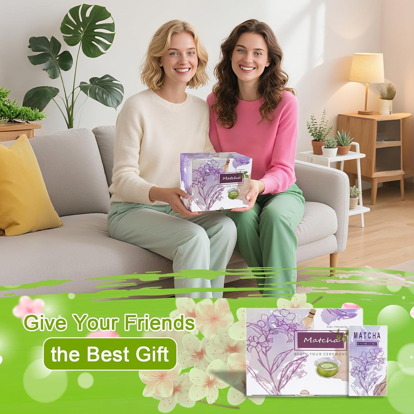 Matcha Whisk Set, Matcha Set 7 Pieces - Ceramic Matcha Bowl with Spout, Bamboo Chasen Whisk & Holder, Scoop, Sifter, Tea Towel - Complete Kit for Matcha Tea Ceremony, Latte, Ideal Gift(Green)