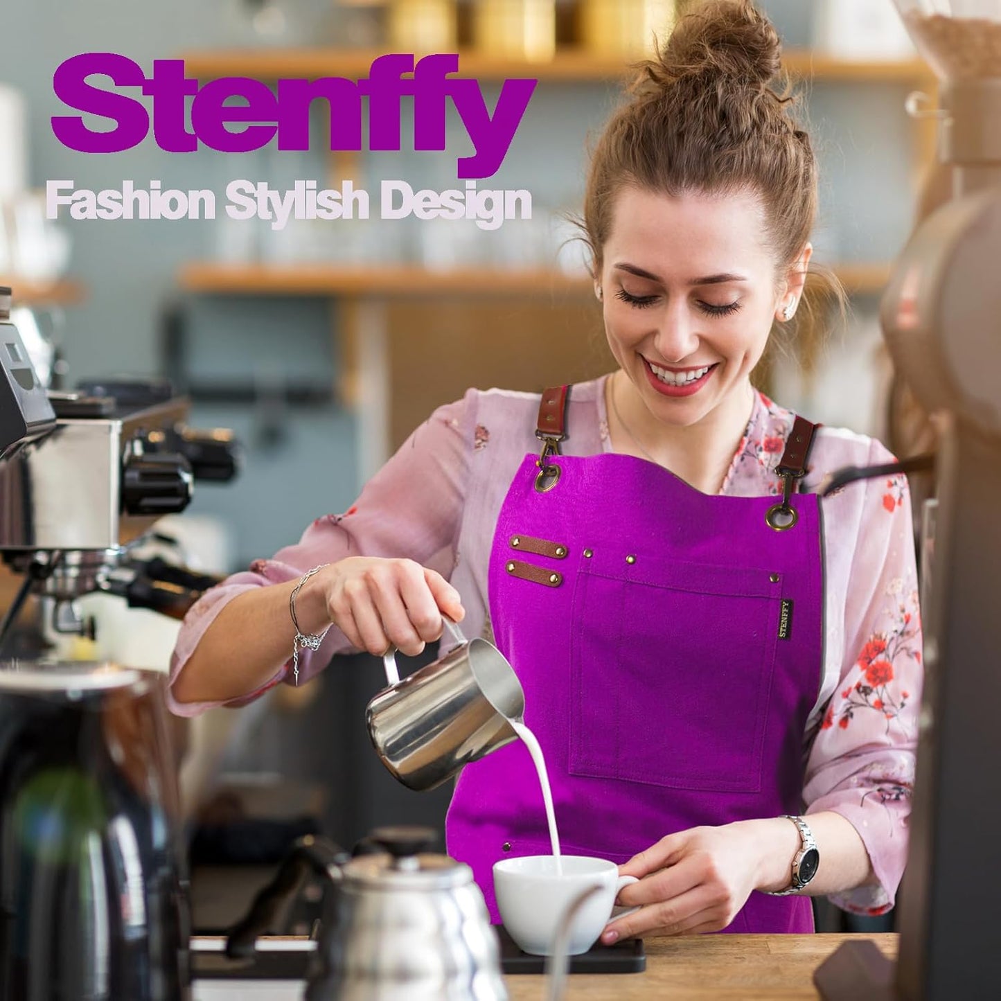 Kitchen Apron, Work Apron, Canvas, Multiple Pockets, Gardening, Painting, BBQ, Artist, Carpenter, Sizes M to XXL, Purple