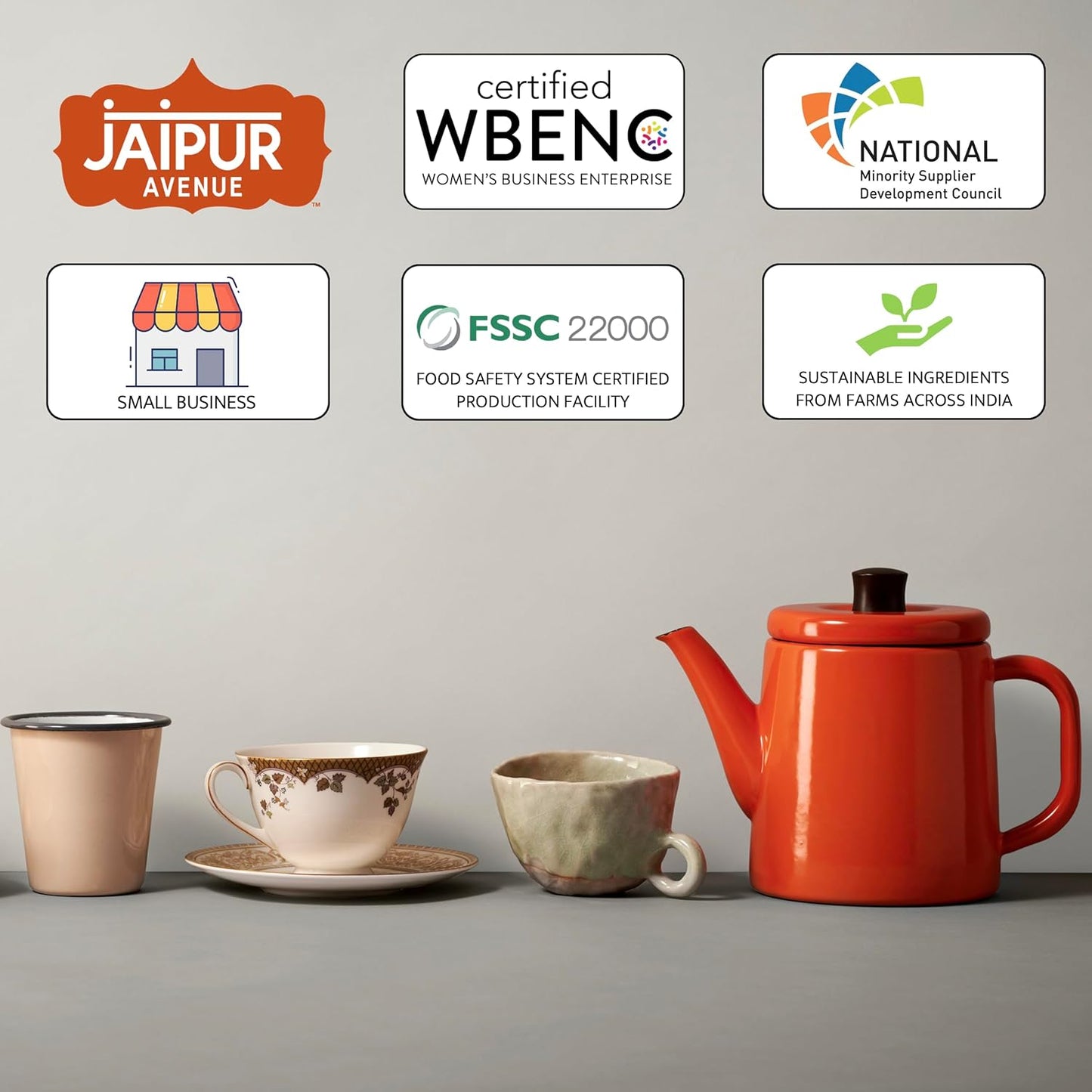 Jaipur Avenue Cardamom Chai Tea Mix Crafted with All-Natural Assam Black Tea, Cardamom, Cane Sugar, and Premium Dry Milk - Preservative-Free, Gluten-Free, Authentic Indian Chai Tea Latte (15 Servings)