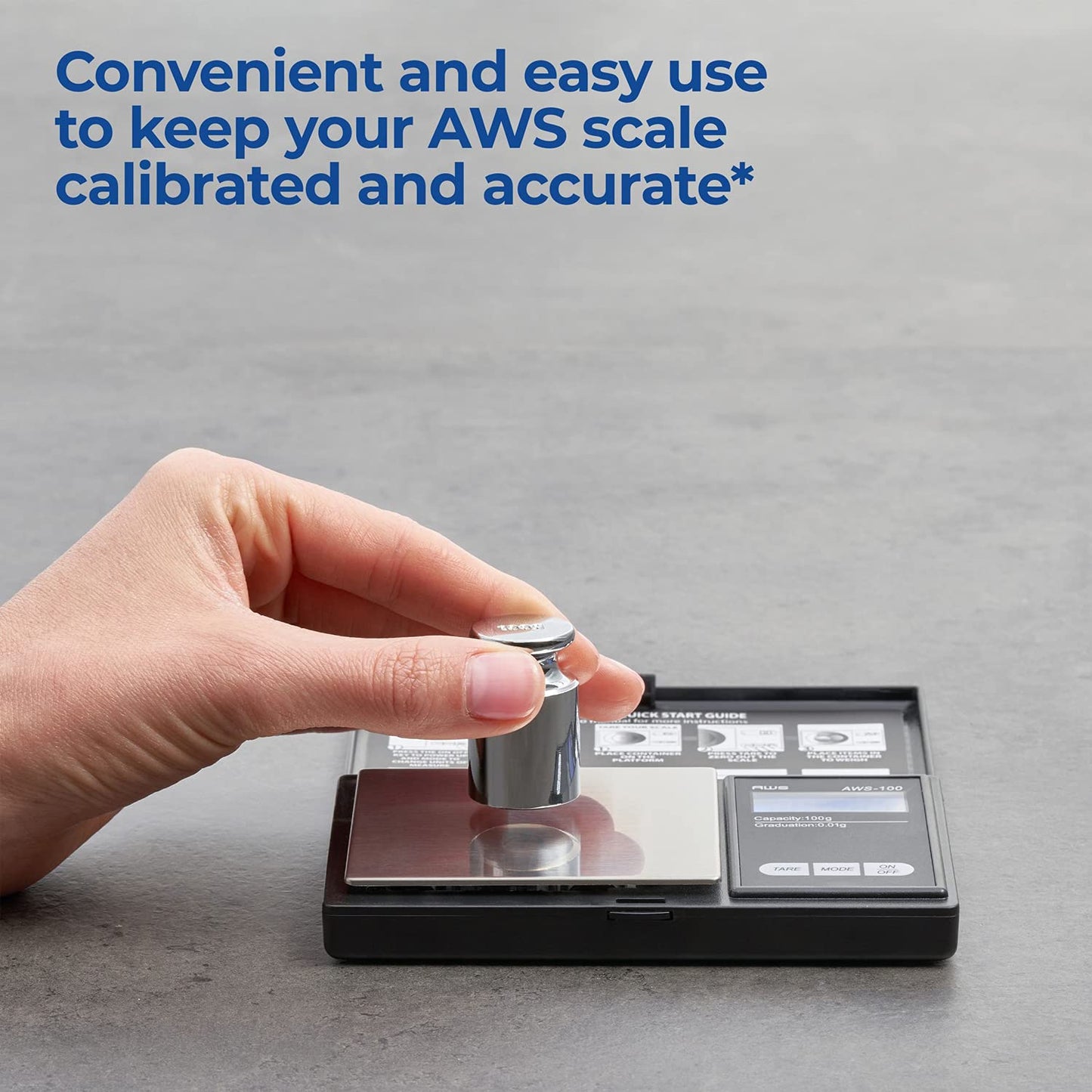 American Weigh Scales Calibration Weight for AWS Digital Scale, Carbon Steel, Solid Stainless Steel Chrome Finish, 100g (100WGT)