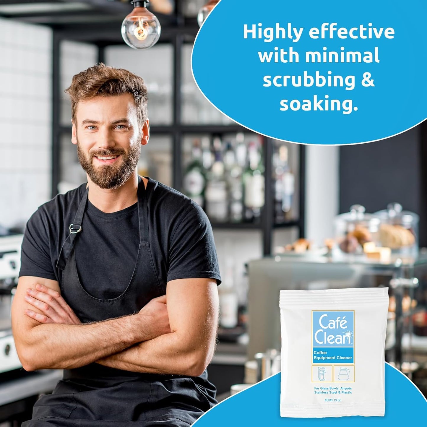 Coffee Equipment Cleaner, All-Purpose Brewing Equipment, Espresso, Coffee Maker Cleaner, Café Clean Removes Oil, Stain Buildup, from Glass, Plastic & Stainless Steel - 1 Oz. (48 Count)