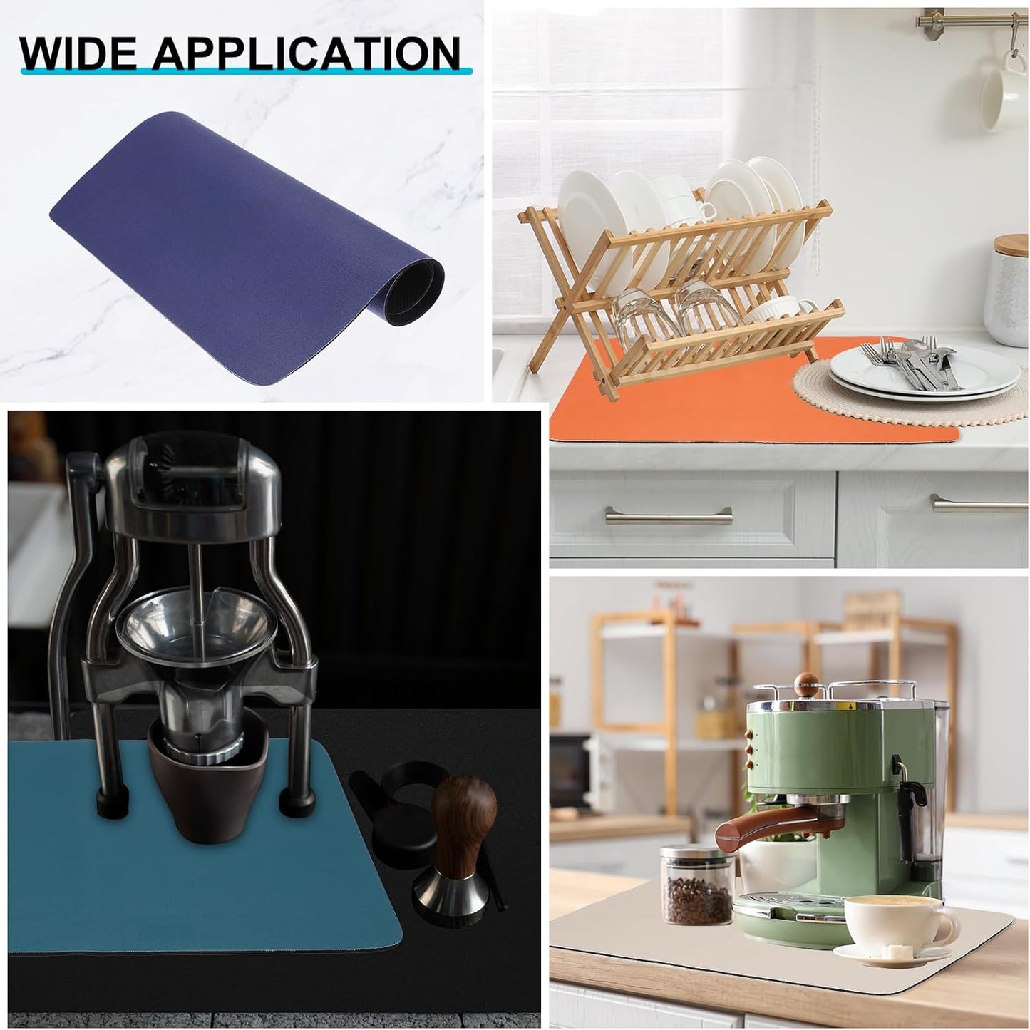 uxcell Silicone Mats for Kitchen Counter, 15.7" x 11.8" Non-Slip Countertop Protector Mat Heat Resistant Coffee Mat Waterproof Table Placemat, Dark Blue