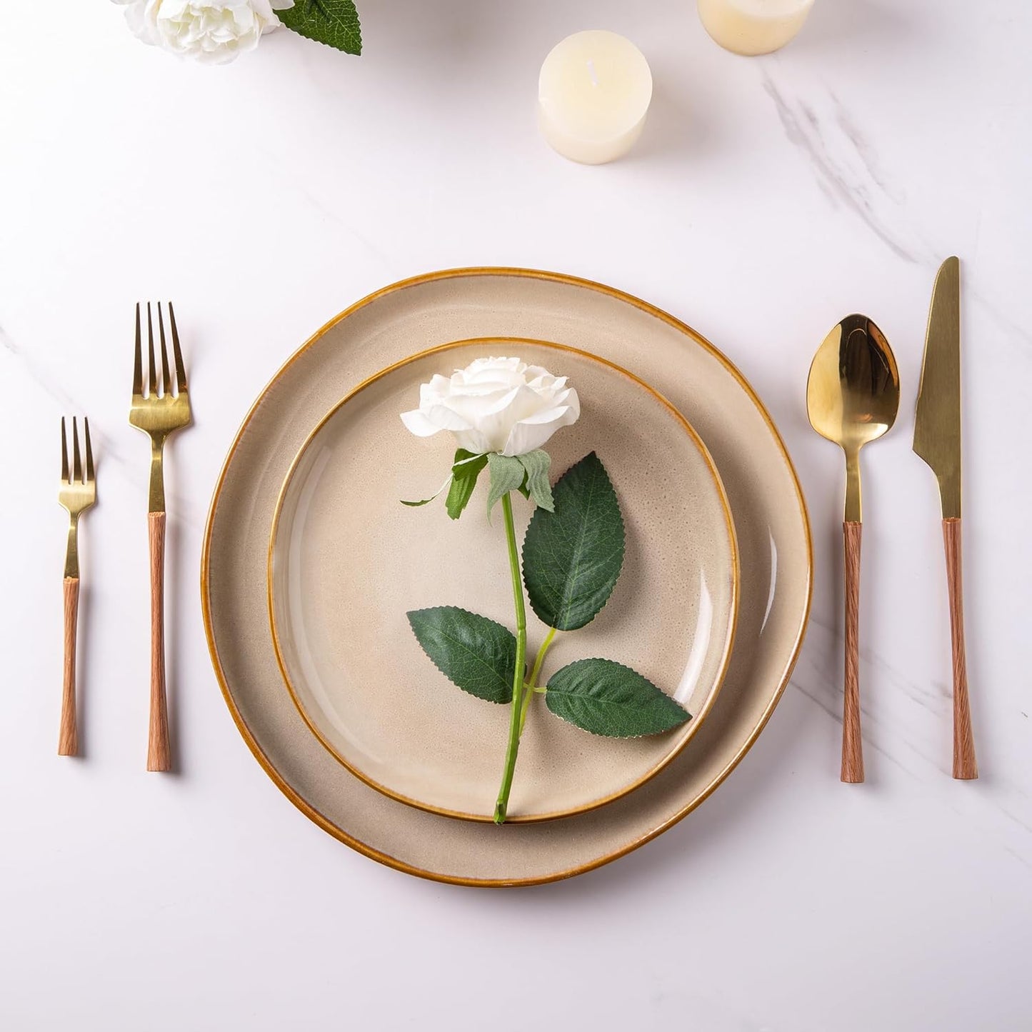 AmorArc Ceramic Plates Set of 6, 8.5 Inch Handmade Reactive Glaze Stoneware Plates set for Dessert, Salad, Appetizer, Small Dinner Plates, Microwave&Dishwasher Safe, Scratch Resistant