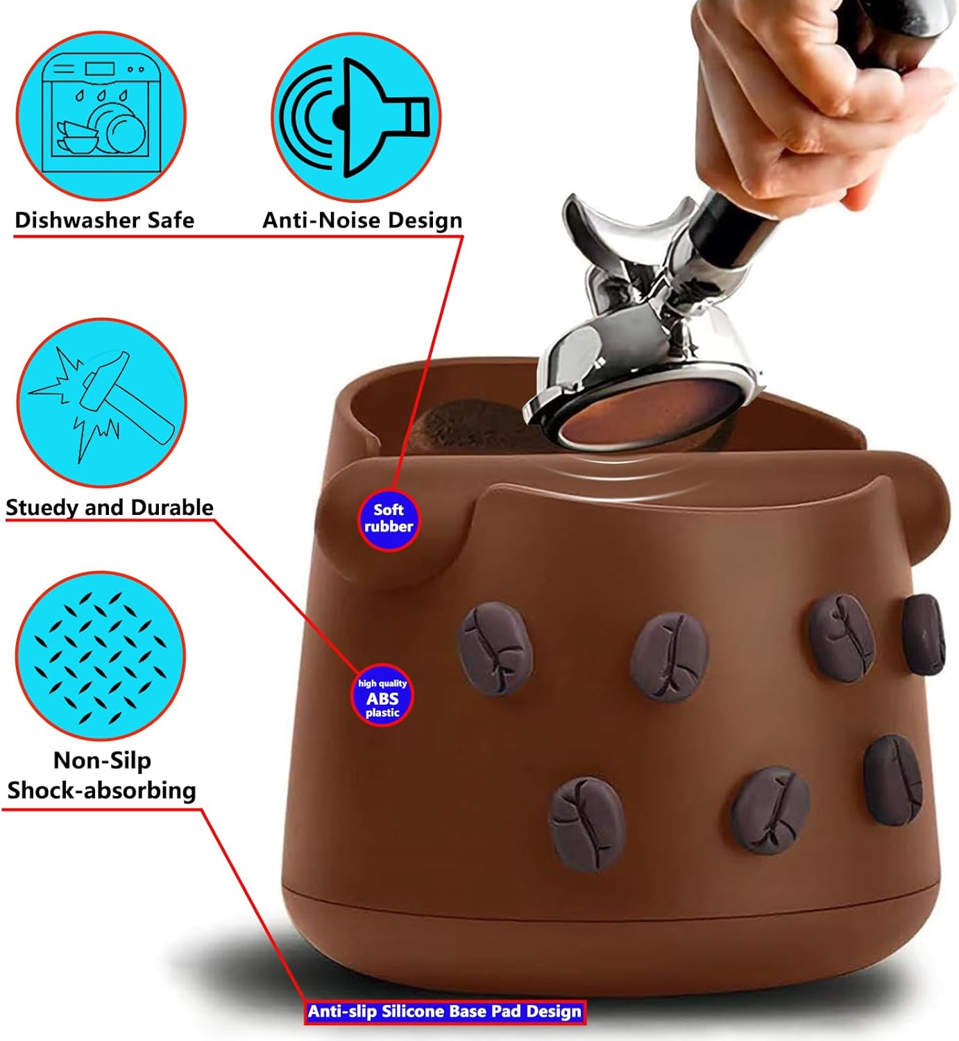 Espresso Knock Box with Barista Towels, Removable Shock-absorbent Knock Bar & Non-Slip Base - Knock Box Espresso, Knock Box for Coffee Grounds, Espresso Machine Accessories, Brown, JDHAVMOS