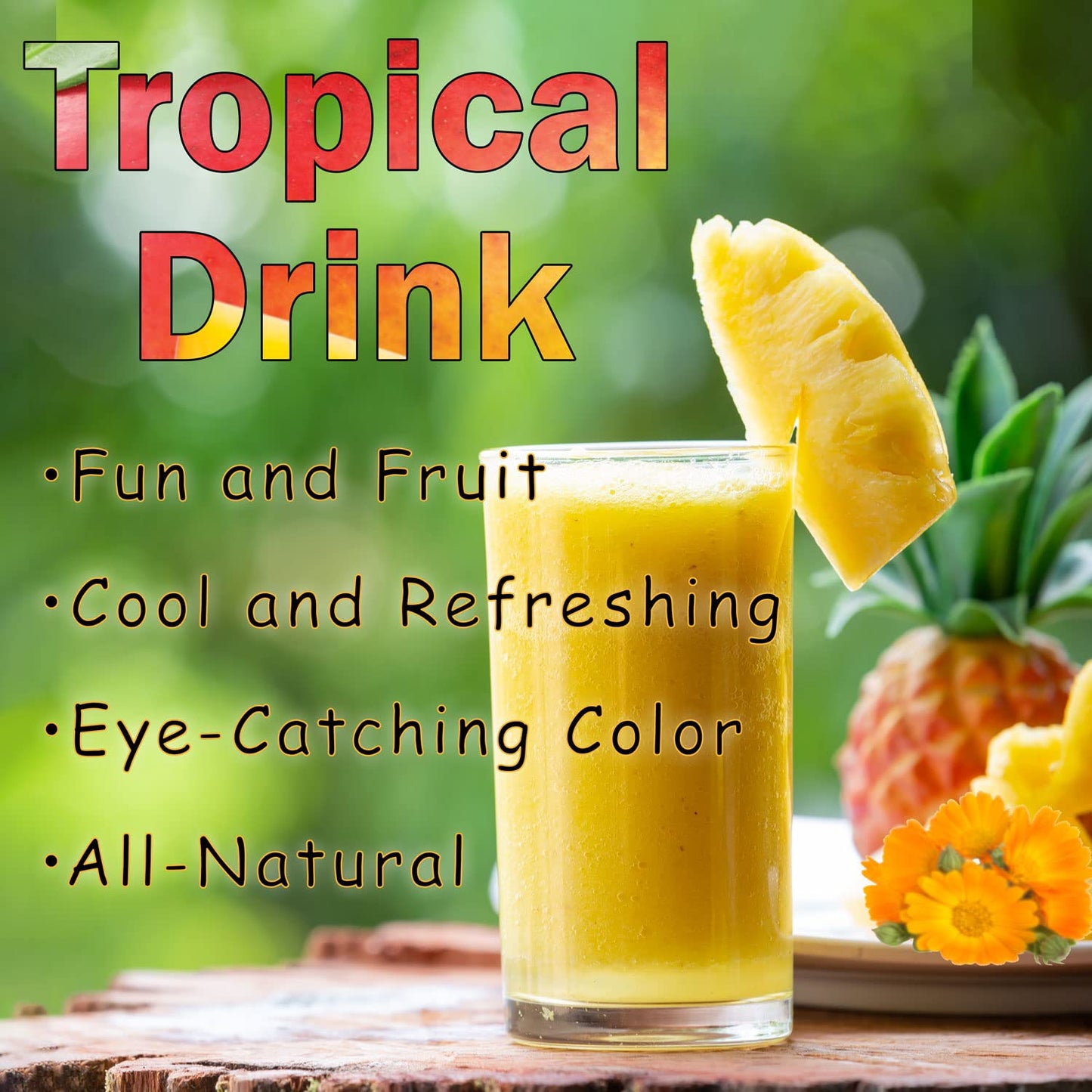 Tropical Drink Mango Pineapple Turmeric Honey Natural Refresher with Marigold Extract 12oz Great for Loaded Tea Bubble Tea