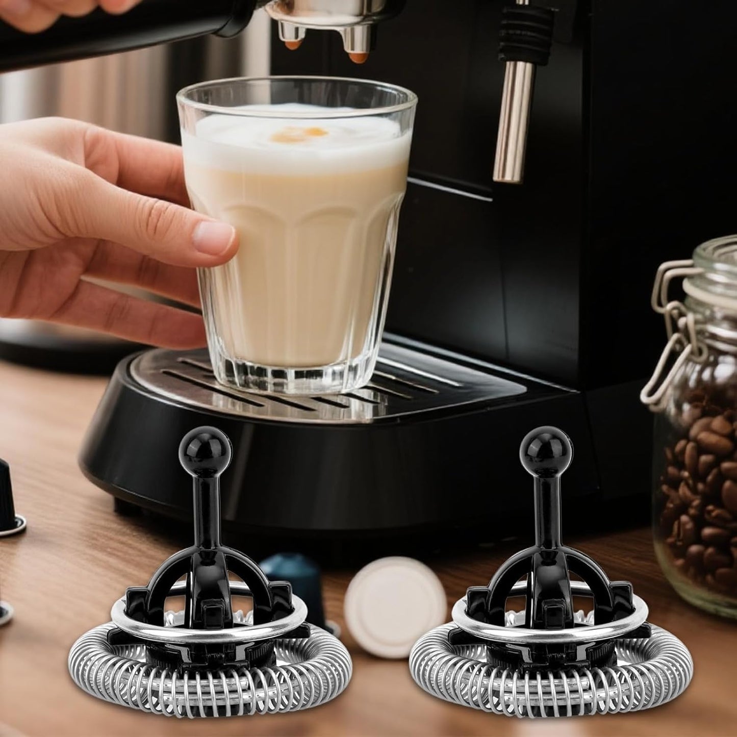 4pcs Milk Frother Replacement Parts for Nespresso, Replacement Whisks & Spring Rings Set Milk Frother Whisk Accessories Compatible with Nespresso Aeroccino 3/4/Plus