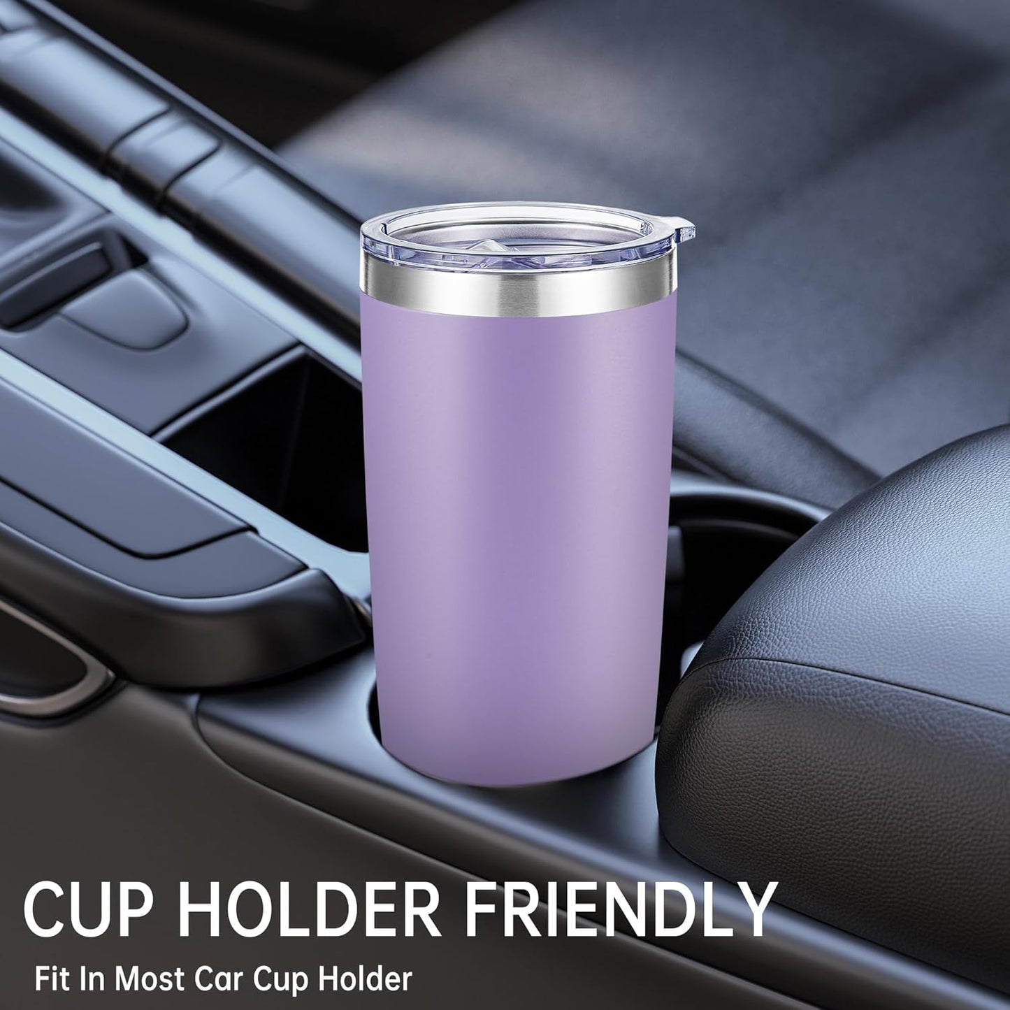 20 oz Tumbler Stainless Steel Tumblers with Lid Double Wall Vacuum Insulated Coffee Mug 20oz Powder Coated Cup for Hot and Cold Drinks, Purple, 1 pack