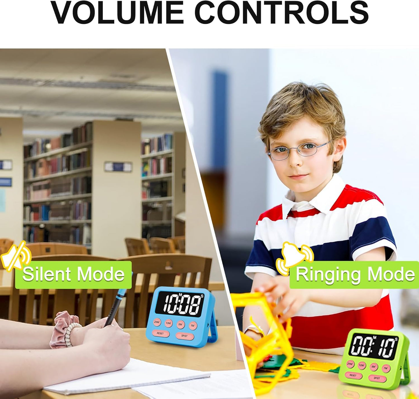 Pomodoro Timer for Kids, Productivity Timer with Loud Alarm, Digital Timers for Classroom, Suitable for ADHD Study Kitchen Work 1Pcs-Green