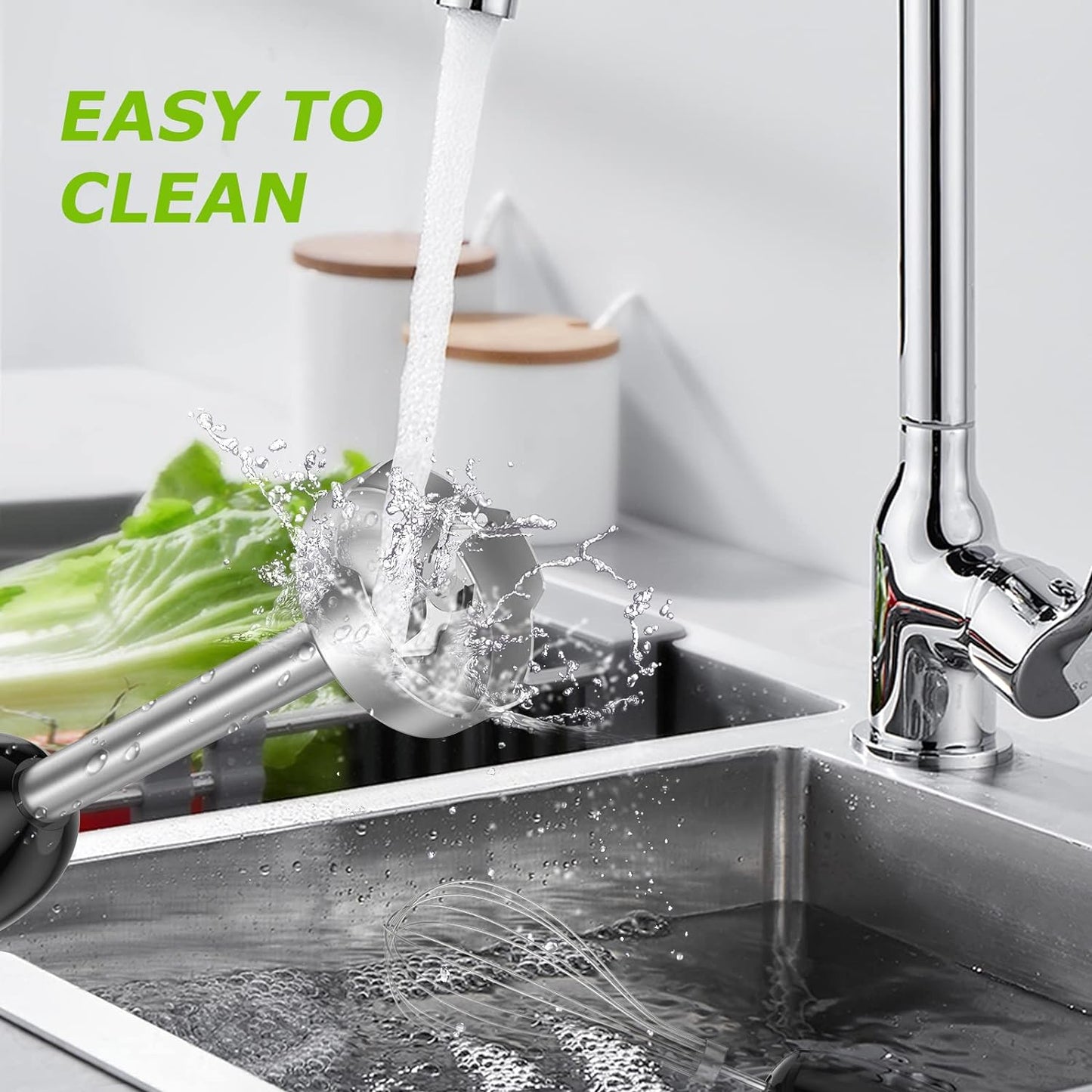 Bonsenkitchen Immersion Handheld Blender with Whisk, 20-Speed & Turbo Mode Hand Blender Stick 500W, 304 Stainless Steel Hand Blender for Soup, Smoothie, Puree, Baby Food