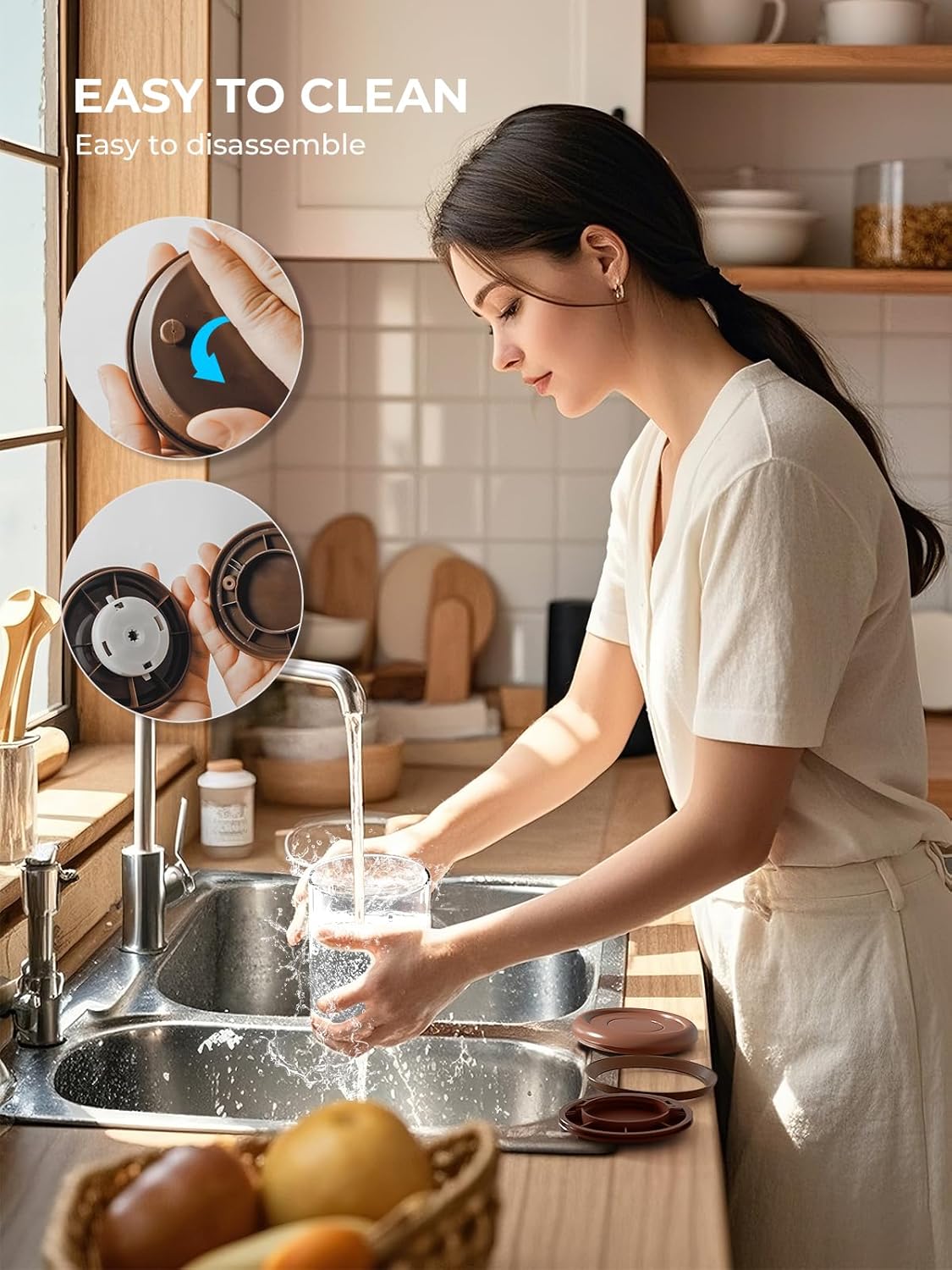 Large Coffee Canister 18 oz, Airtight Food Storage Container with Pop Lid, CO2-Release Valve, High Borosilicate Glass Contianers For Tea Coffee Bean Sugar, 1700 ml Brown