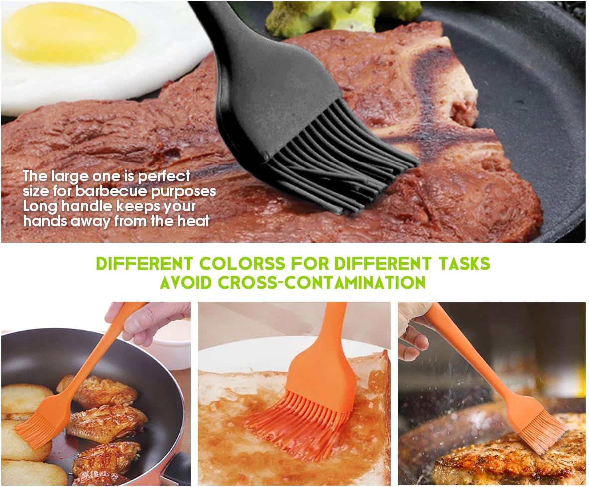 Silicone Basting Pastry Brush - Cooking Brush for Oil Sauce Butter Marinades, Food Brushes for BBQ Grill Kitchen Baking, Baster Brushes Baste Pastries Cakes Meat Desserts, Food Grade, Dishwasher Safe
