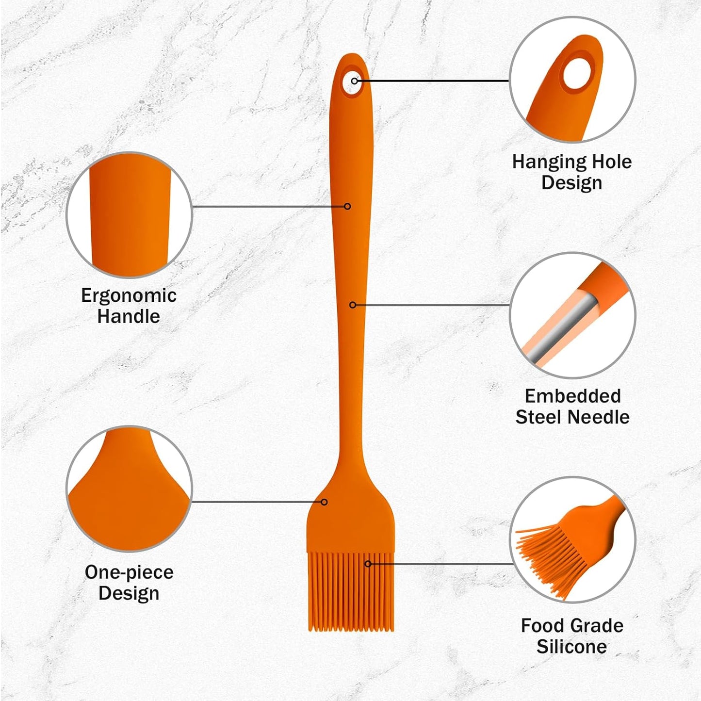 Silicone Basting Pastry Brushes, 5 Pack Heat Resistant Cooking Brush for Oil Butter Sauce, Food Brush for BBQ Grill Barbeque Kitchen Baking Cooking