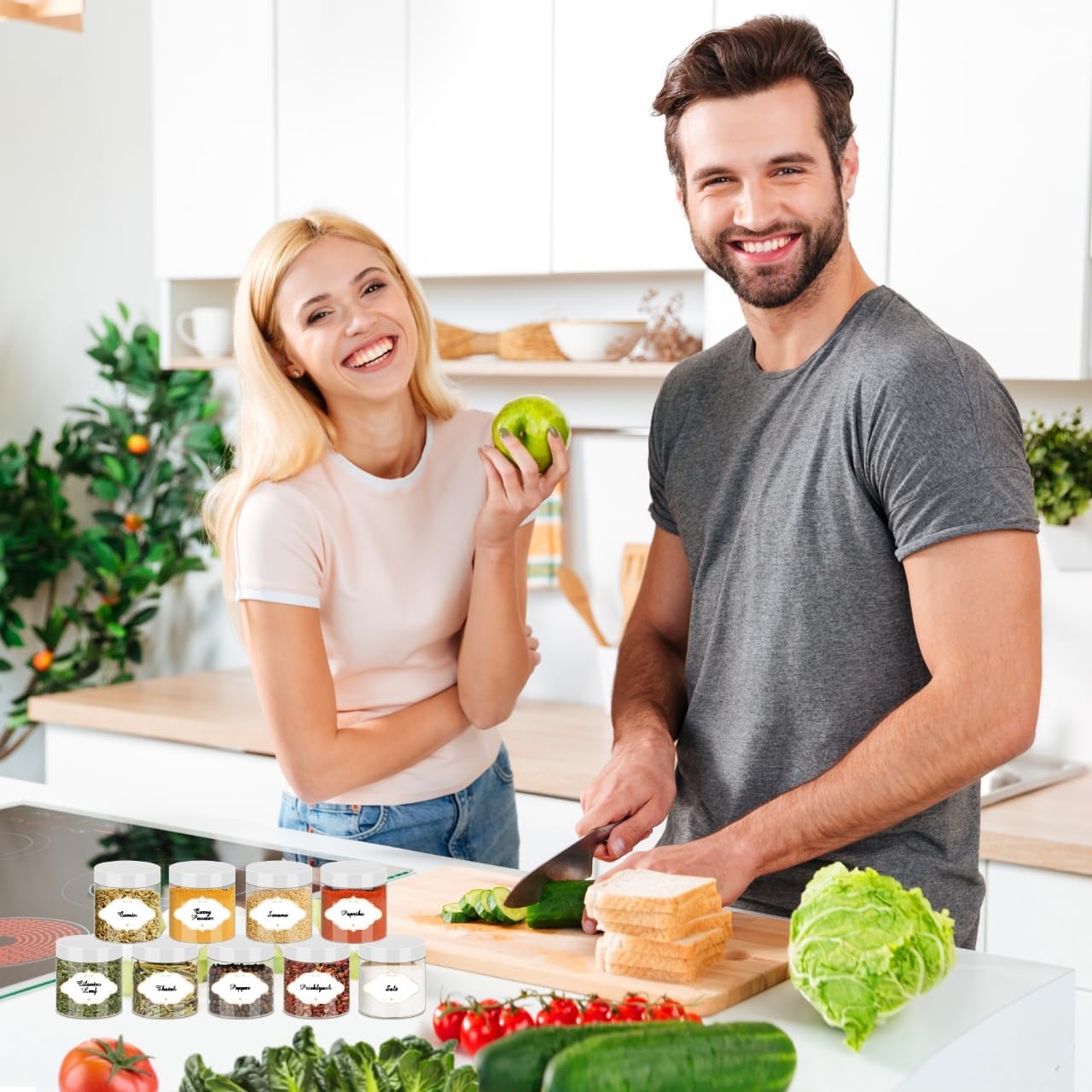 Plastic Jars 6 OZ, 48 Pcs Plastic Jars with Lids Round Wide Mouth Slime Containers with White Lids Empty Small Storage Jar for Travel, Home Kitchen Food, Arts Crafts