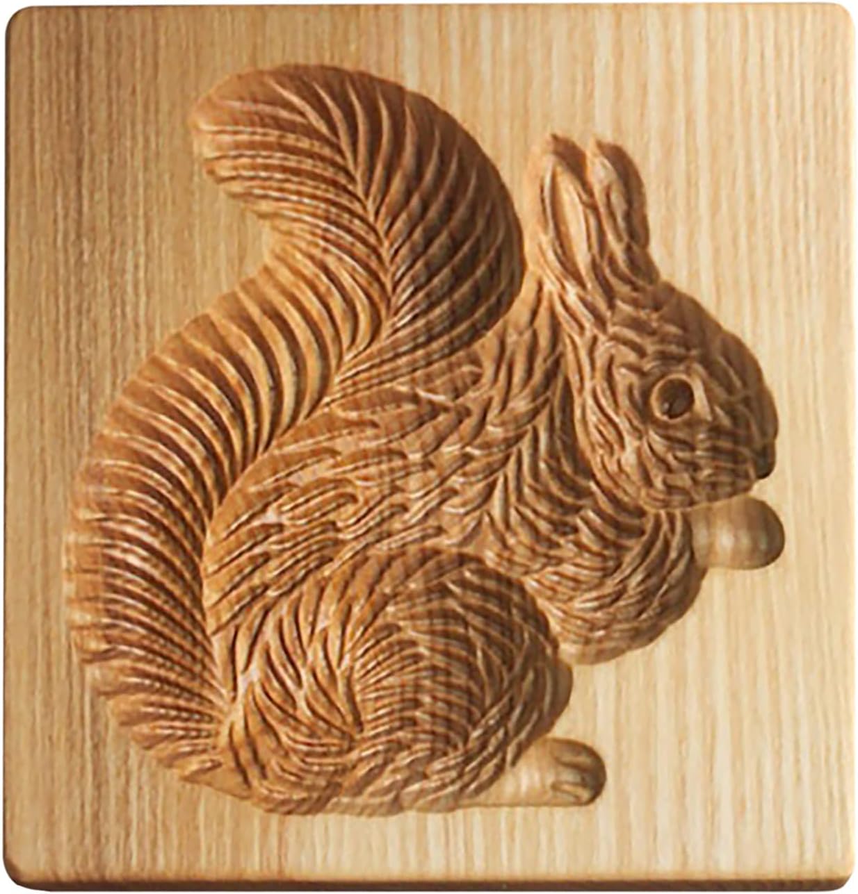 Wooden Cookie Biscuit Mold, 3D Baking Mold, Embossing Craft Decorating Baking Tool, Suitable for Halloween Thanksgiving Christmas Kitchen DIY (Squirrel 10 * 10 * 2)