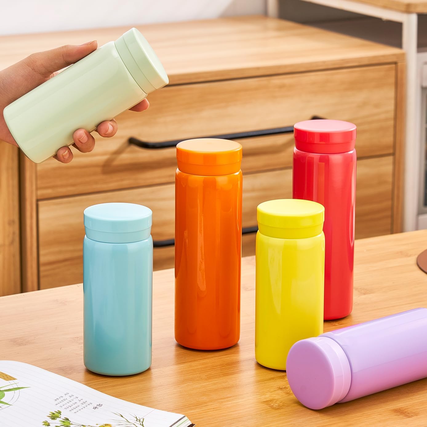 10oz Mini Water Bottle Stainless Steel Thermos Small Flask - Insulated Vacuum, Leak Proof, Keeps Drinks Hot/Cold - Ideal for Coffee, Tea, Water - Orange