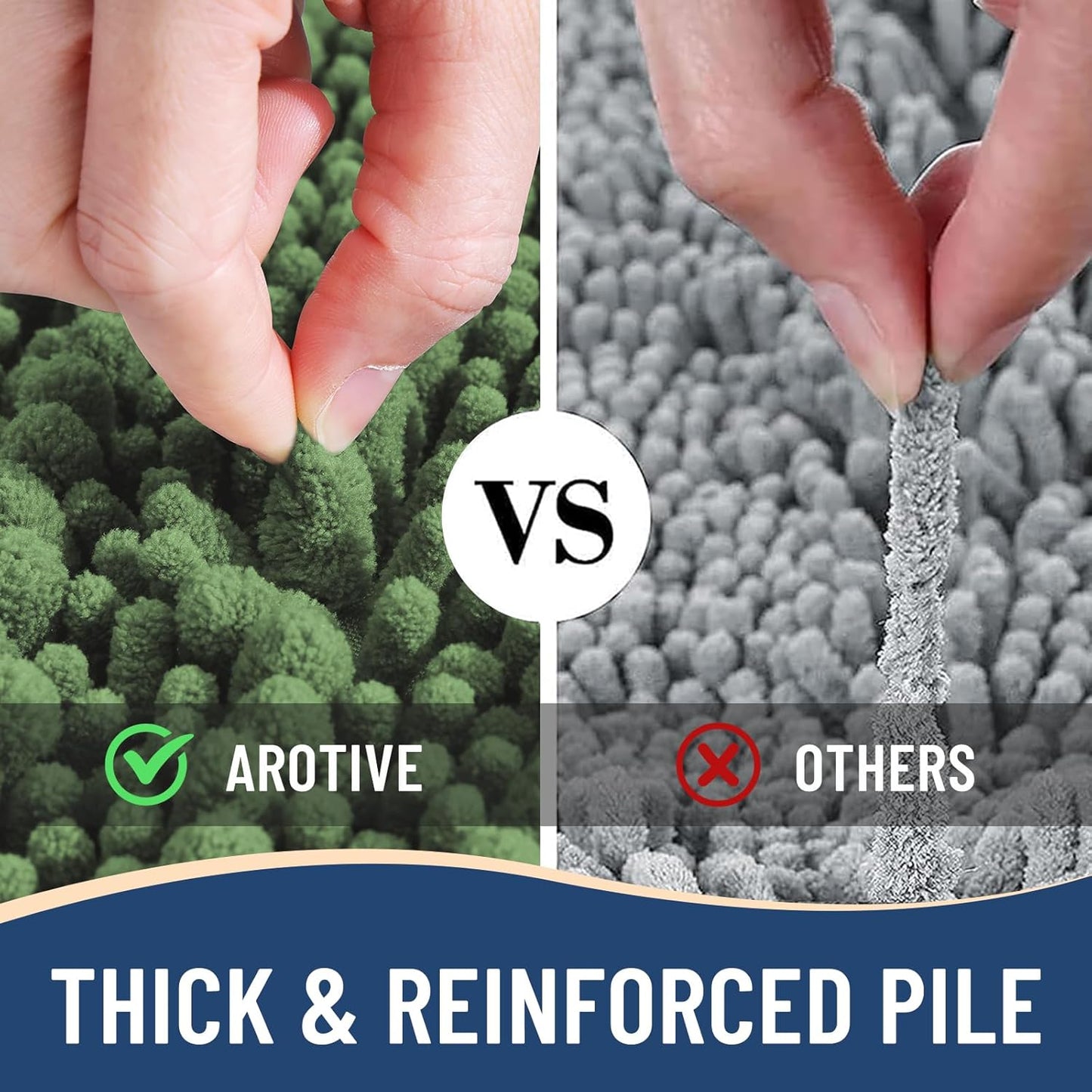 Arotive Luxury Chenille Bathroom Rug Mat, Extra Soft Thick Absorbent Shaggy Bath Rugs, Non-Slip Machine Wash Dry, Plush Bath Mats for Bathroom, Shower and Tub, 30x20, Olive Green