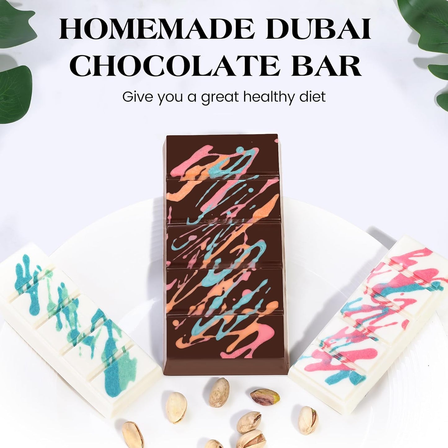 2 Pcs Chocolate Bar Mold Deep Large Chocolate Molds Silicone Break Apart Thick Silicone Molds for Candy Bar (5 Snap)