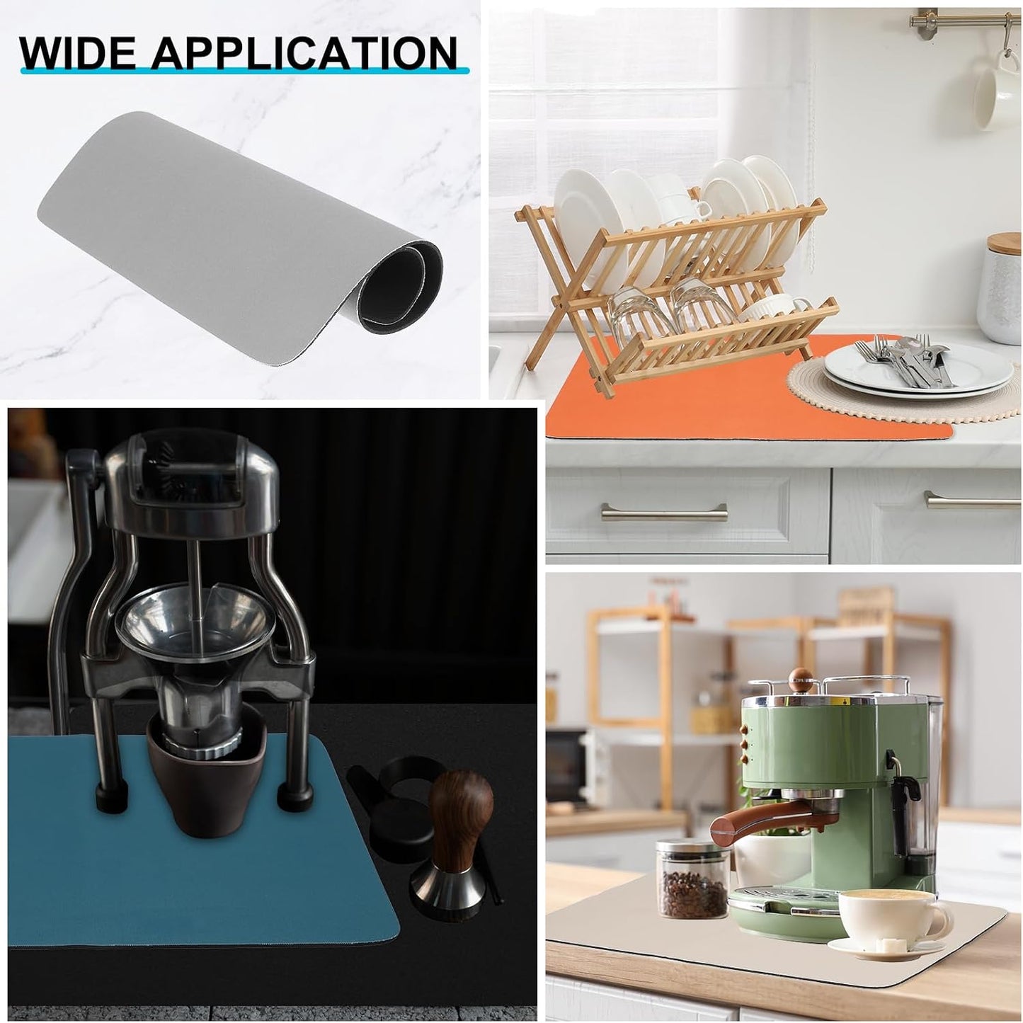 uxcell Silicone Mats for Kitchen Counter, 15.7" x 11.8" Non-Slip Countertop Protector Mat Heat Resistant Coffee Mat Waterproof Table Placemat, Gray