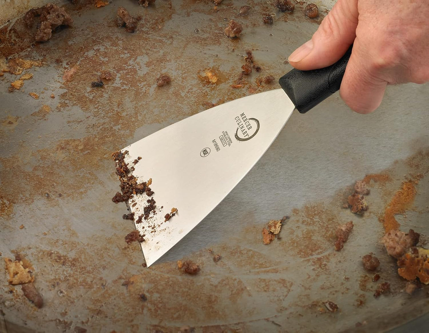 Mercer Culinary Millennia Grill Scraper, 4 Inch x 4-1/2 Inch Blade, Black Handle