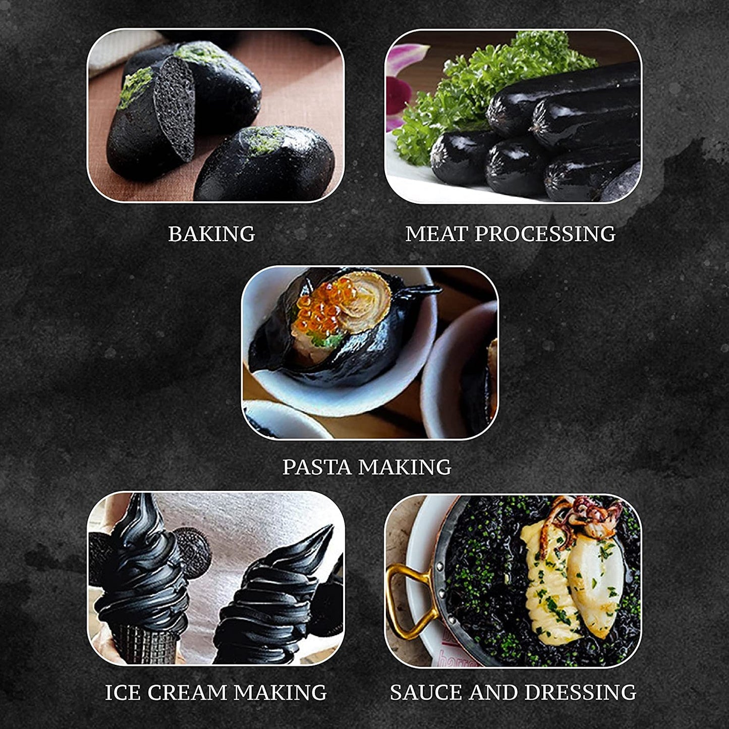 Black Hut Squid Ink Powder, Food Coloring for Rice Noodles Pasta Spaghetti Risotto, Nero Di Seppia, Tinta de Sepia, Halal Certificate, Contains Molluscs, 1.76oz / 50g (Pack of 1)