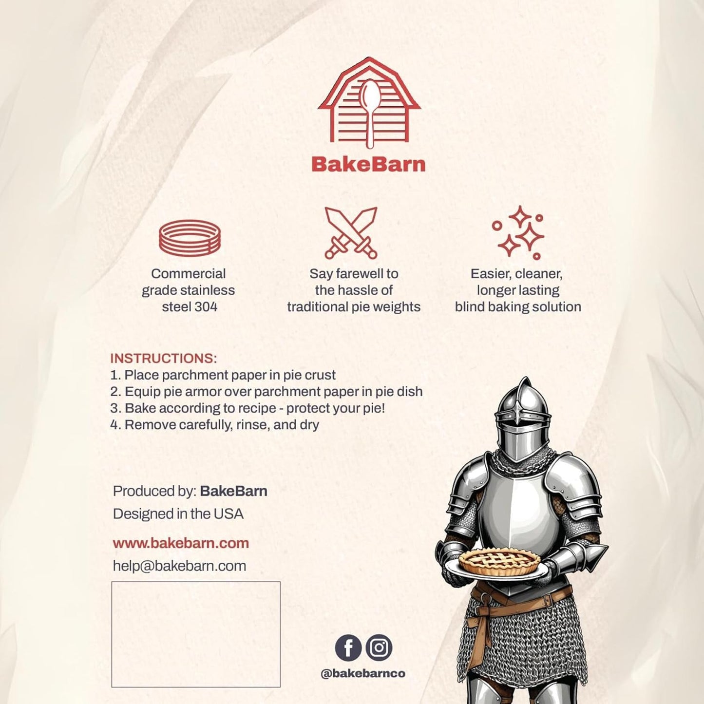 Pie Armor, Universal Fit Pie Weight for 7-10 inch Pies, Durable Alternative to Traditional Ceramic Pie Weights, 100% Stainless Steel 304