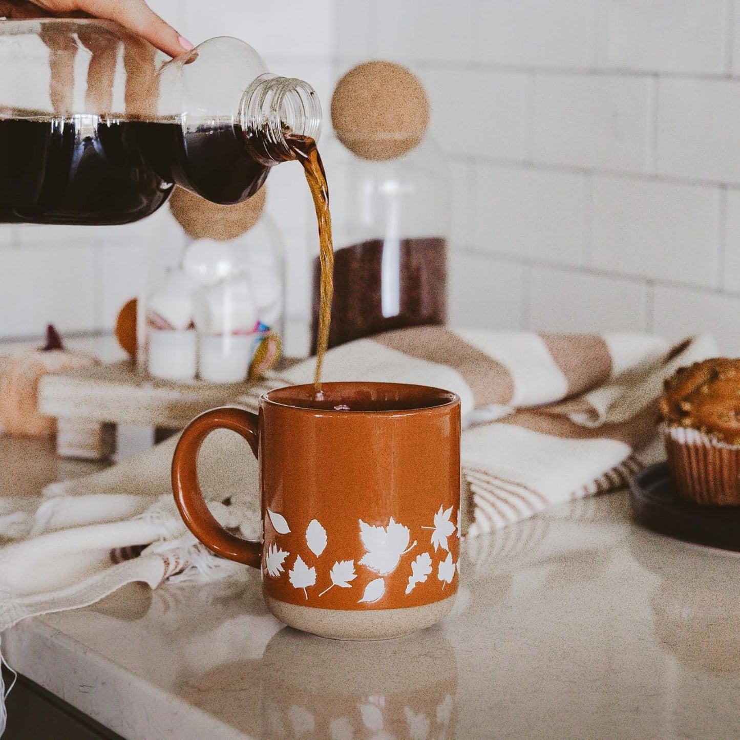Sweet Water Decor Fall Mug Handcrafted Stoneware Coffee Mug with Autumn Leaves Design - Cozy and Stylish Fall Coffee Mugs - Unique Durable Fall Mugs for Autumn - Perfect Fall Mug for Gifting