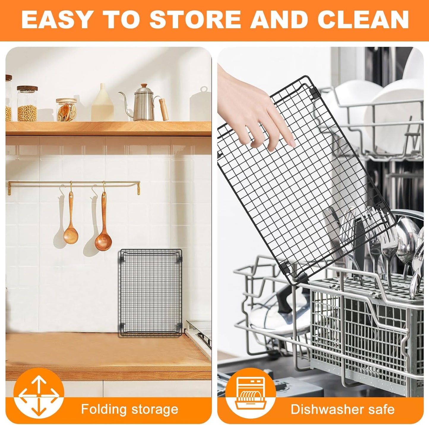 13.4" × 9.4" Stackable Cupcakes Cooling Racks – 2-Pack Nonstick Carbon Steel Baking Racks with Collapsible Legs, Perfect for Cooking, Roasting, Grilling, Drying & Cooling Cookies