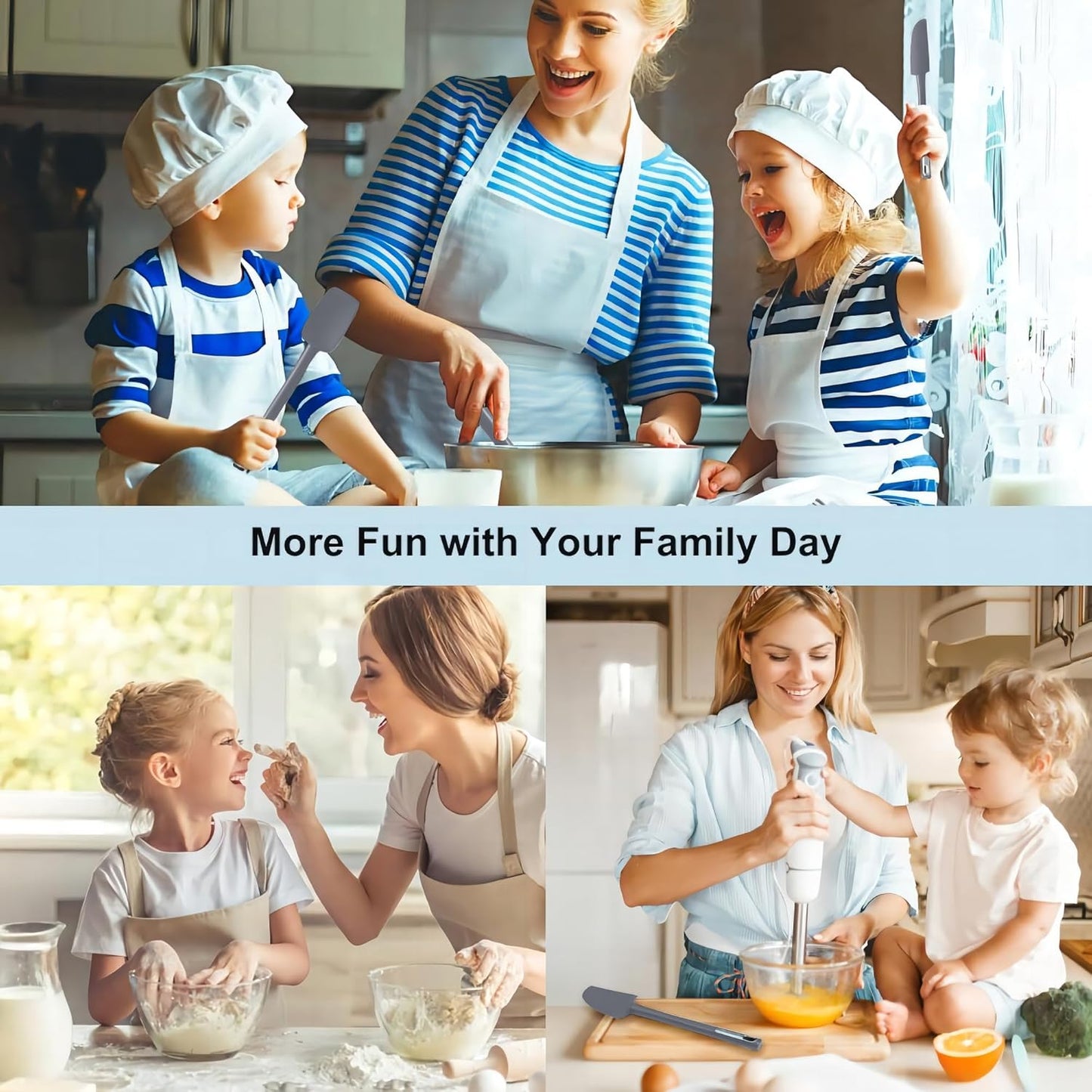 Premium Silicone Spatula Set, Flexible Heat Resistant Non-slip Handle Baking Cooking Rubber Spatulas, Grey