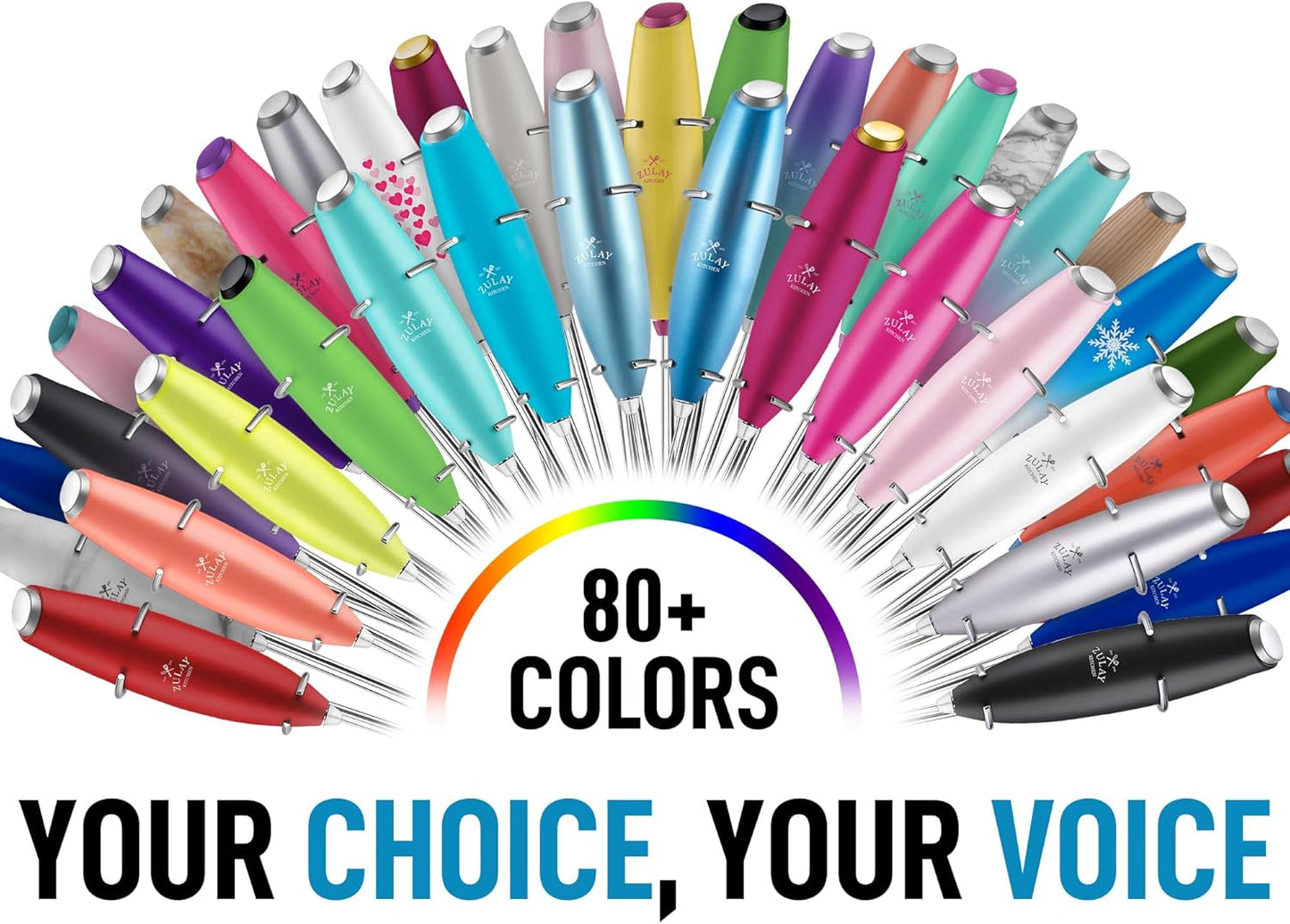 Zulay Powerful Milk Frother With Upgraded Titanium Motor - Handheld Electric Whisk for Coffee, Latte, Matcha - Mini Mixer and Blender for Frappe - No Stand - Quartz